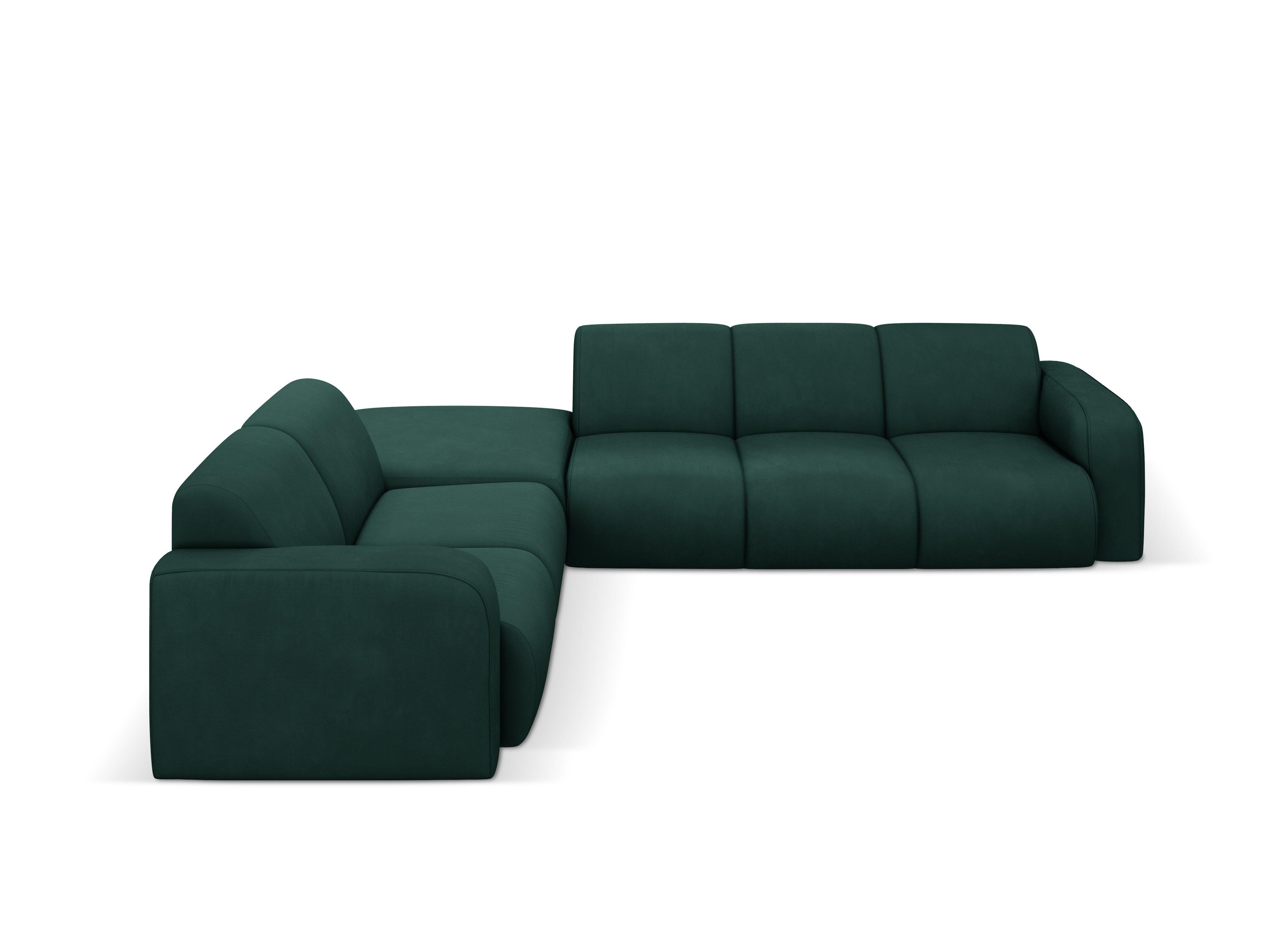Narożnik lewostronny w tkaninie chenillowej 6-osobowy LOLA butelkowa zieleń Windsor & Co Eye on Design