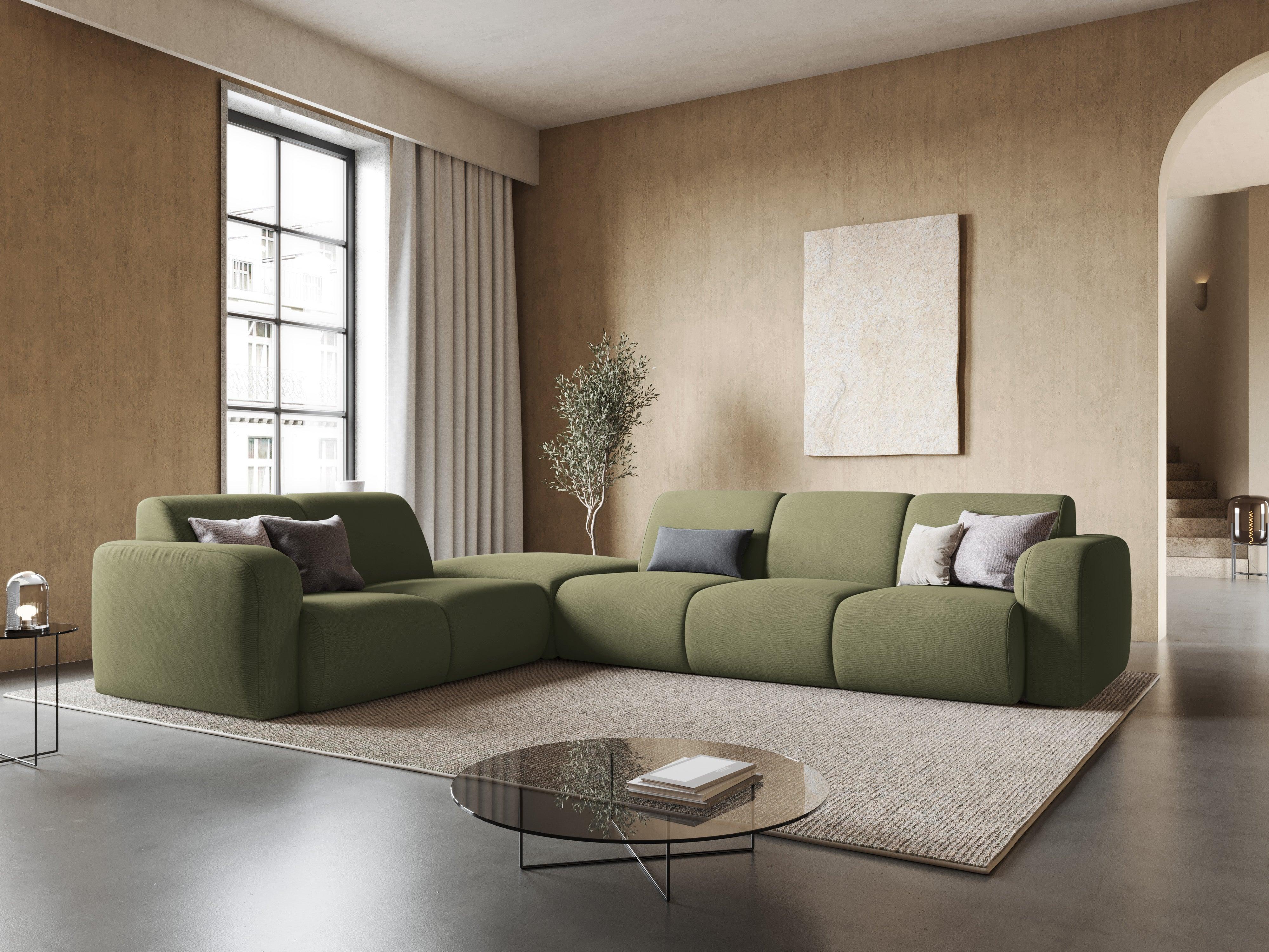 Narożnik lewostronny w tkaninie chenillowej 6-osobowy LOLA jasnozielony Windsor & Co Eye on Design
