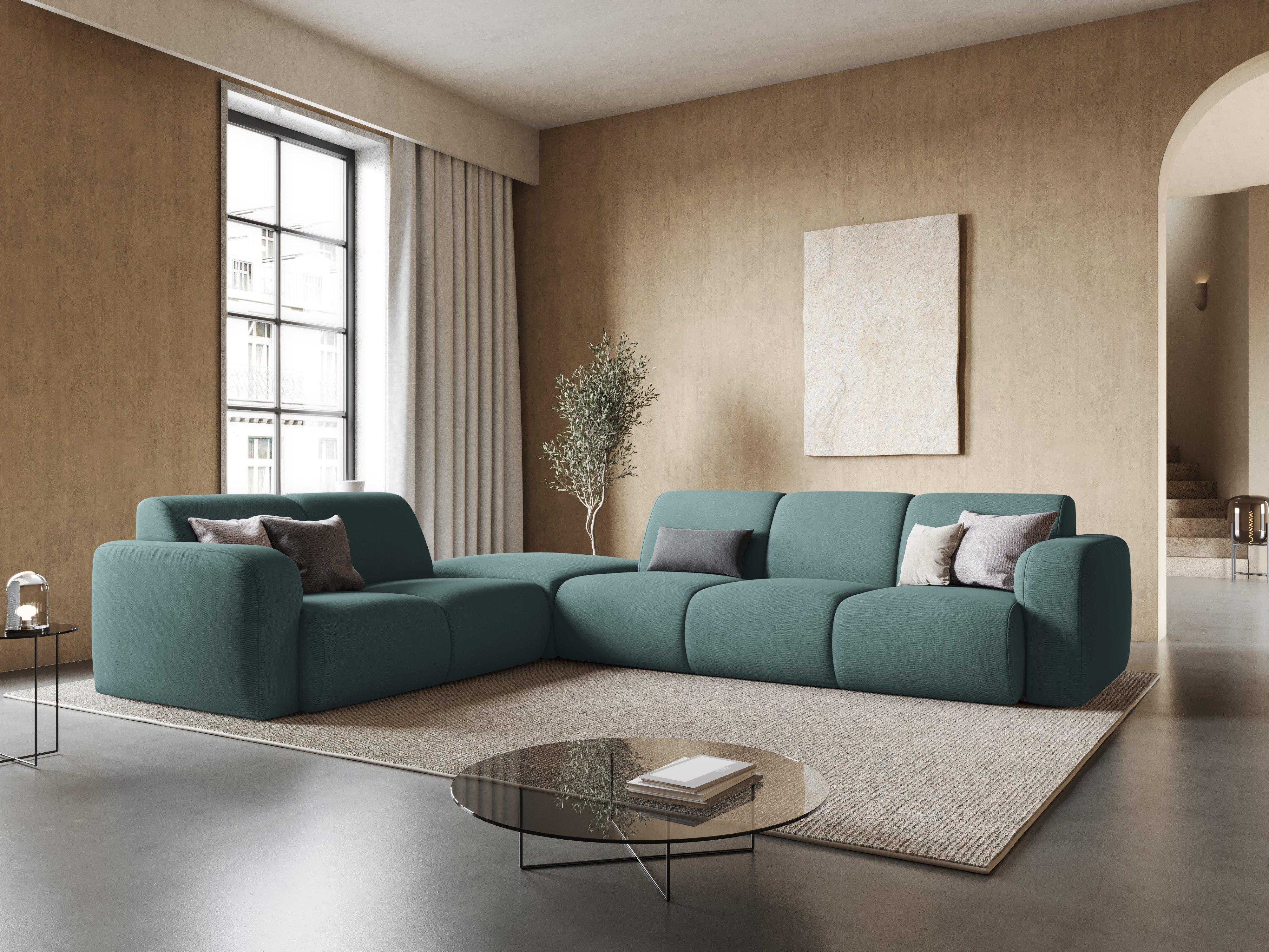 Narożnik lewostronny w tkaninie chenillowej 6-osobowy LOLA morska zieleń Windsor & Co Eye on Design