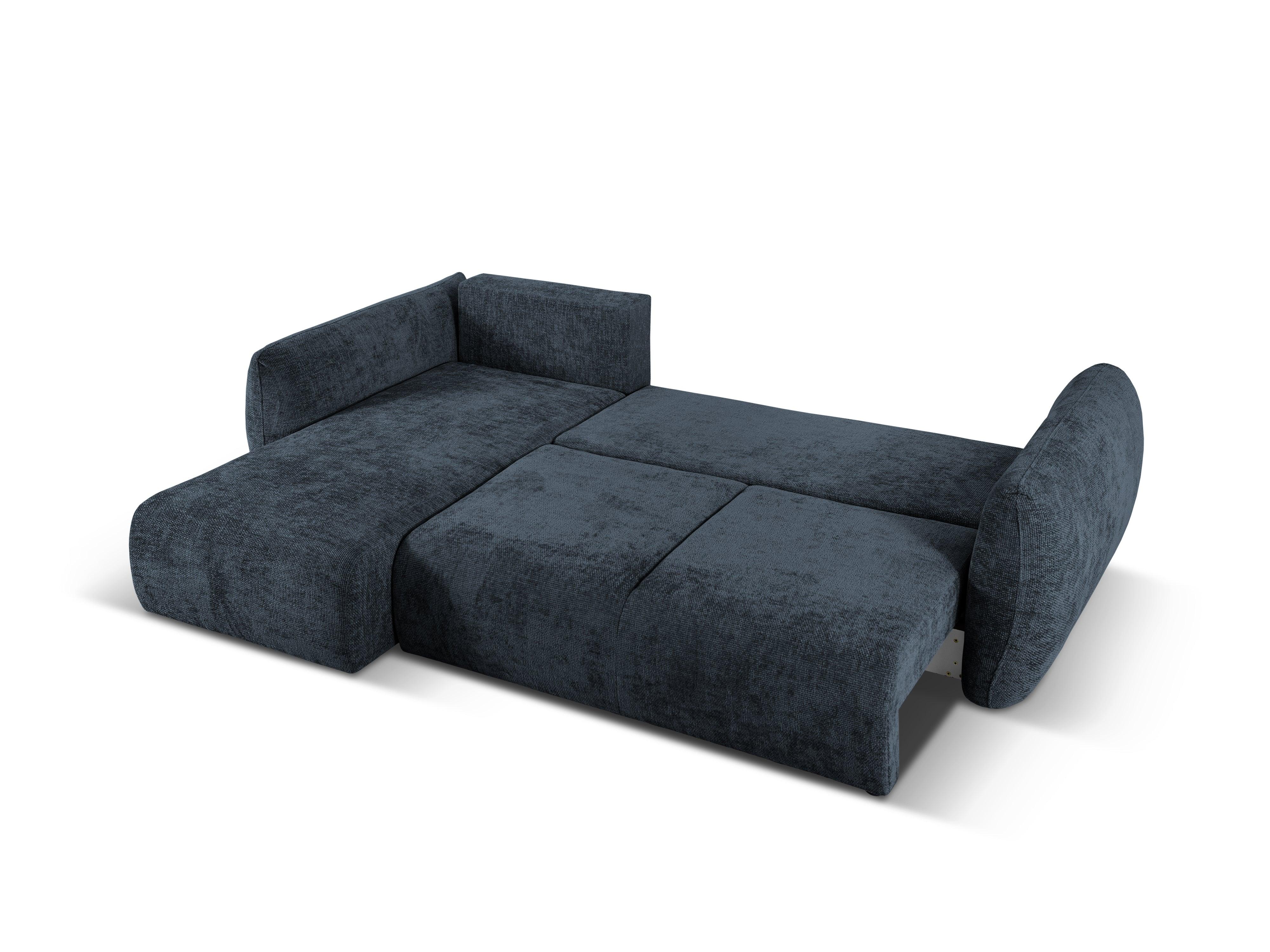 Narożnik lewostronny z funkcją spania MATERA granatowy szenil Cosmopolitan Design Eye on Design