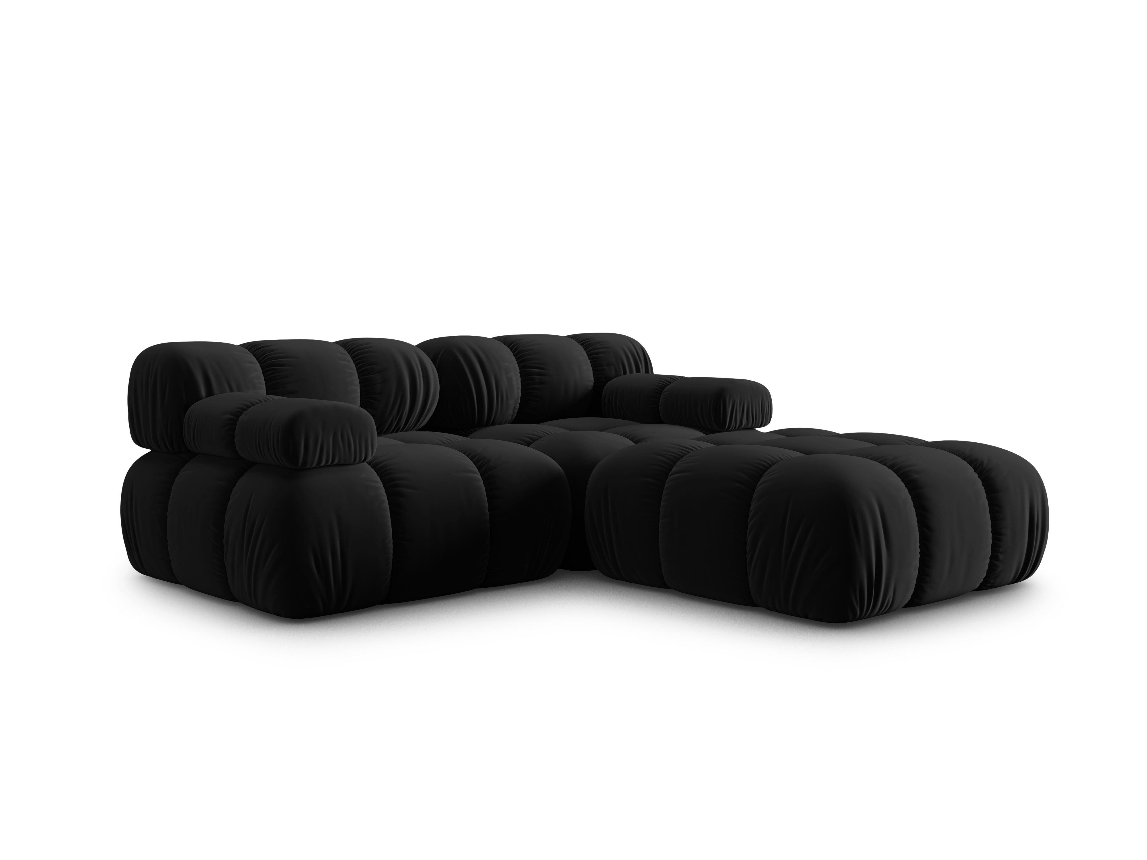 Narożnik modułowy aksamitny 3-osobowy TROPEA czarny Milo Casa Eye on Design