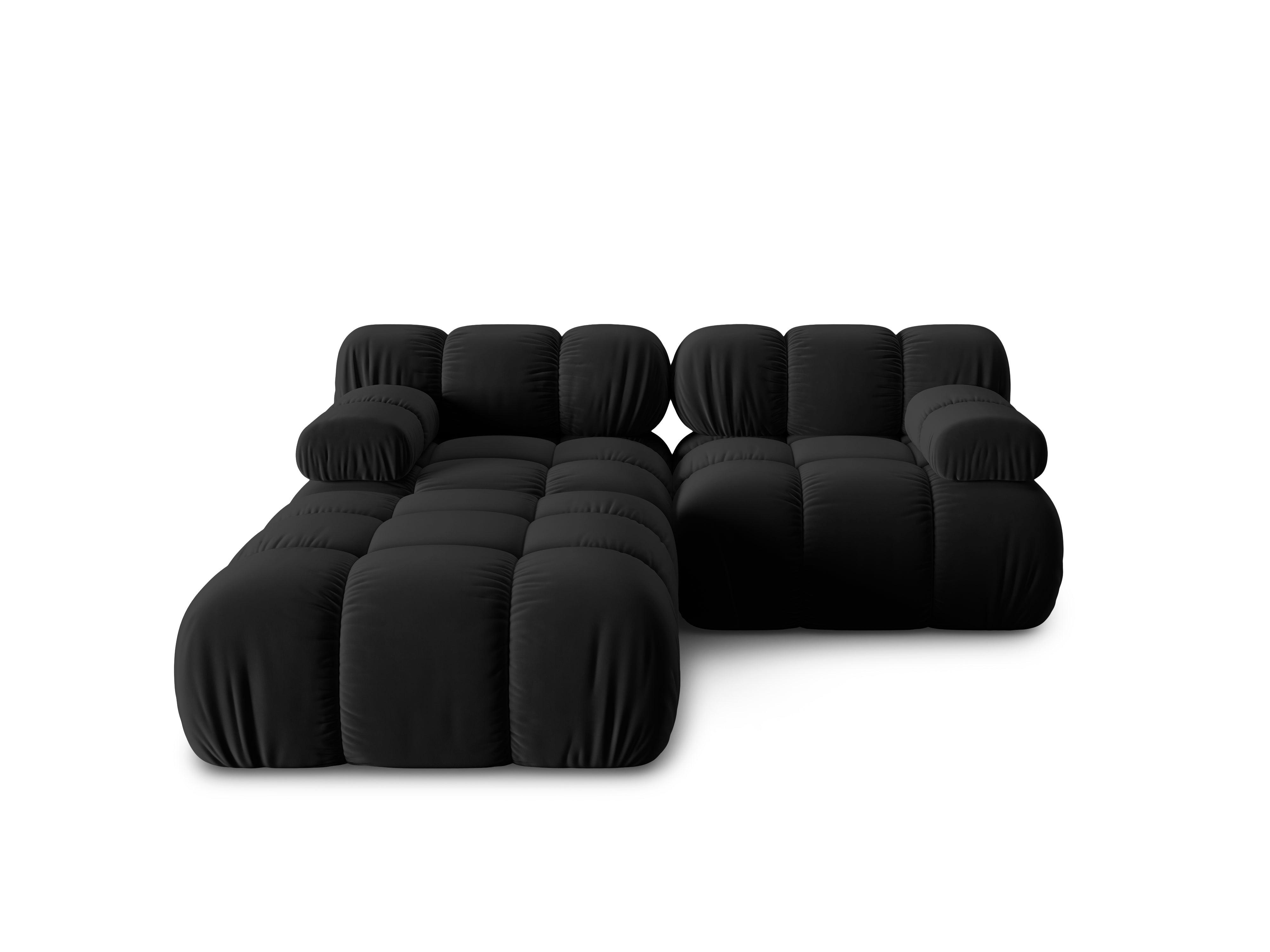 Narożnik modułowy aksamitny 3-osobowy TROPEA czarny Milo Casa Eye on Design
