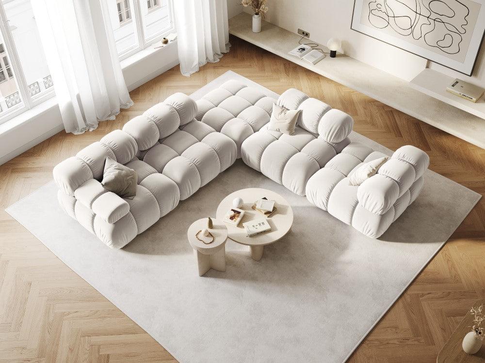 Narożnik modułowy aksamitny 3-osobowy TROPEA jasnobeżowy Milo Casa Eye on Design