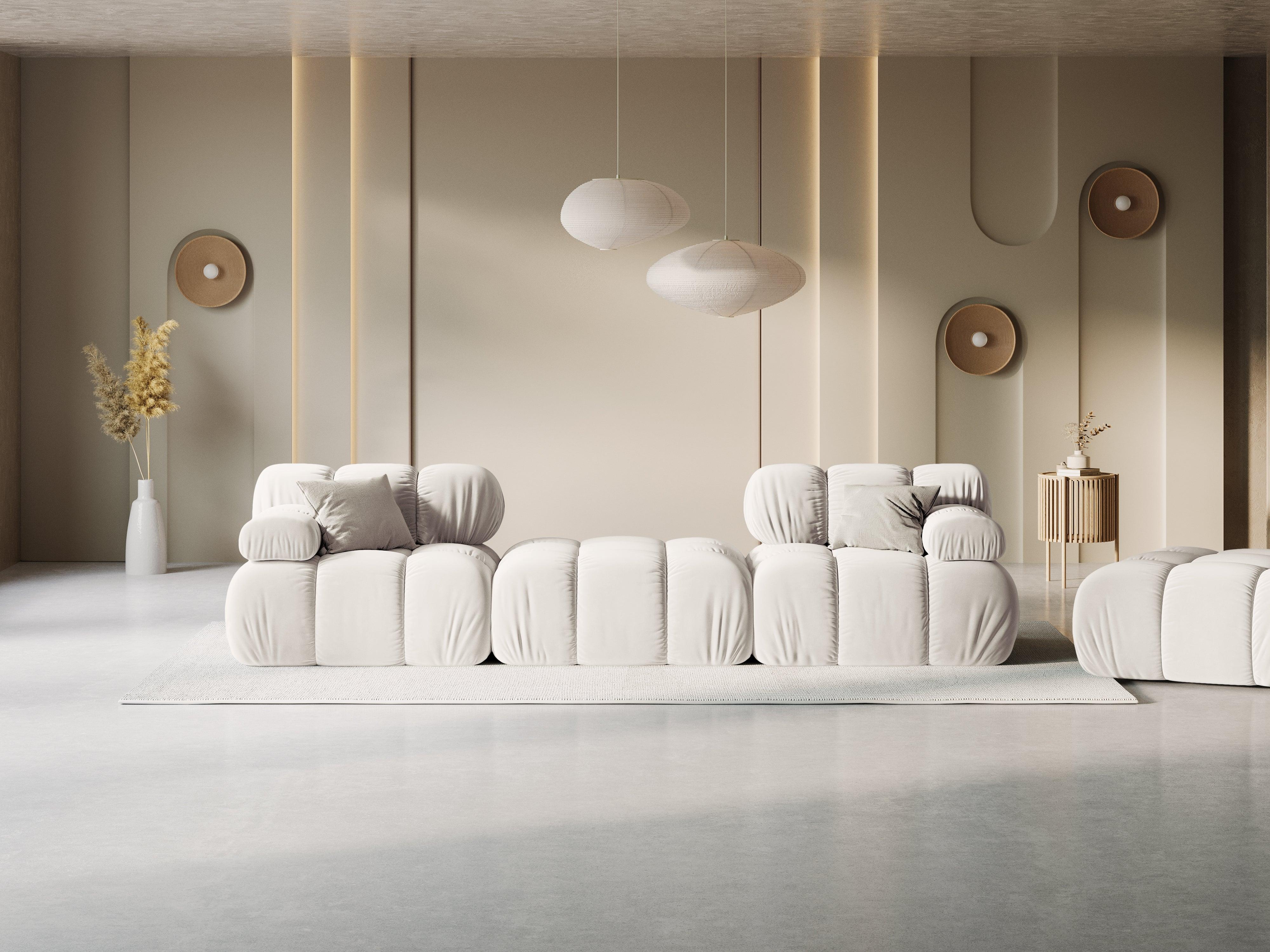 Narożnik modułowy aksamitny 3-osobowy TROPEA jasnobeżowy Milo Casa Eye on Design