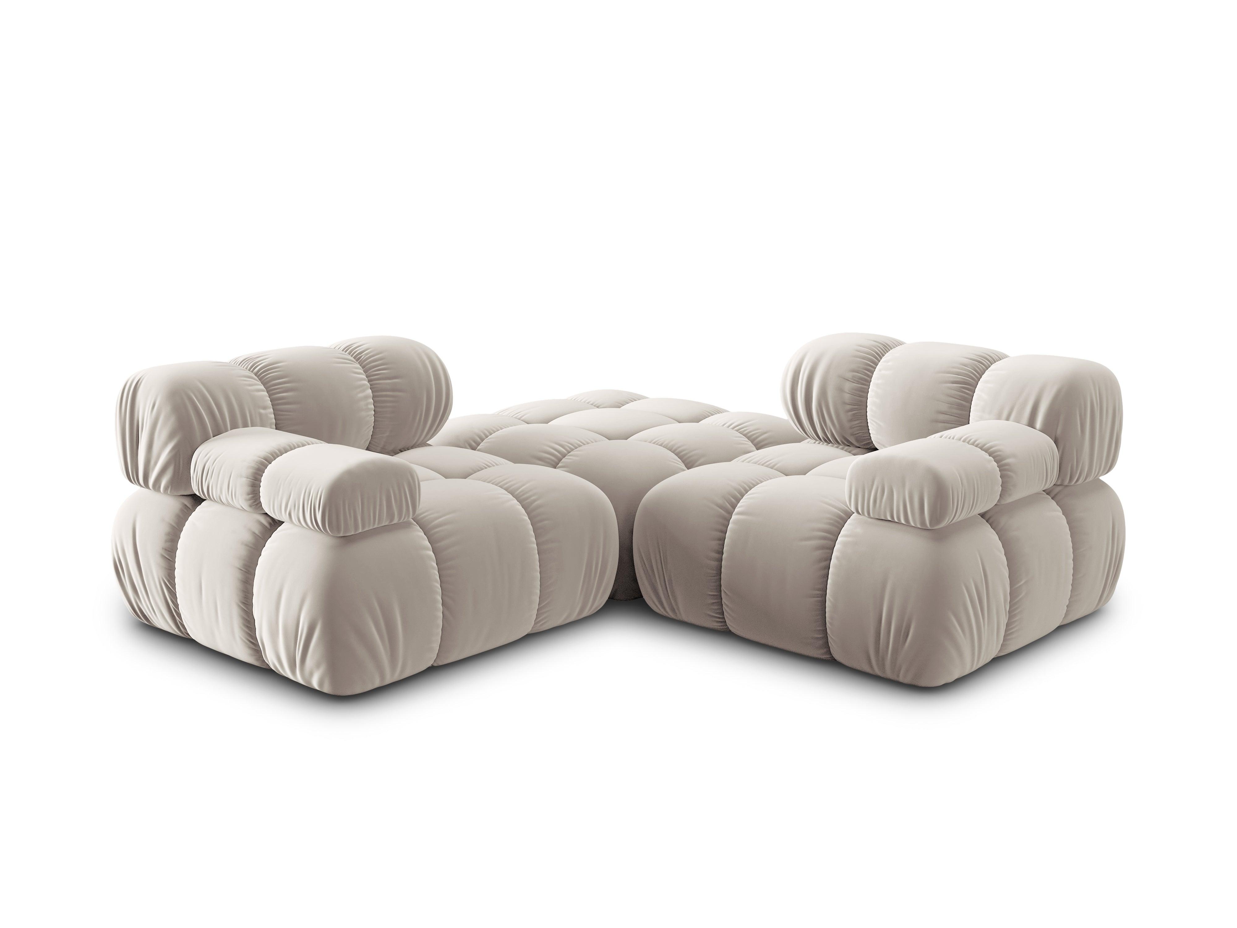 Narożnik modułowy aksamitny 3-osobowy TROPEA jasnobeżowy Milo Casa Eye on Design