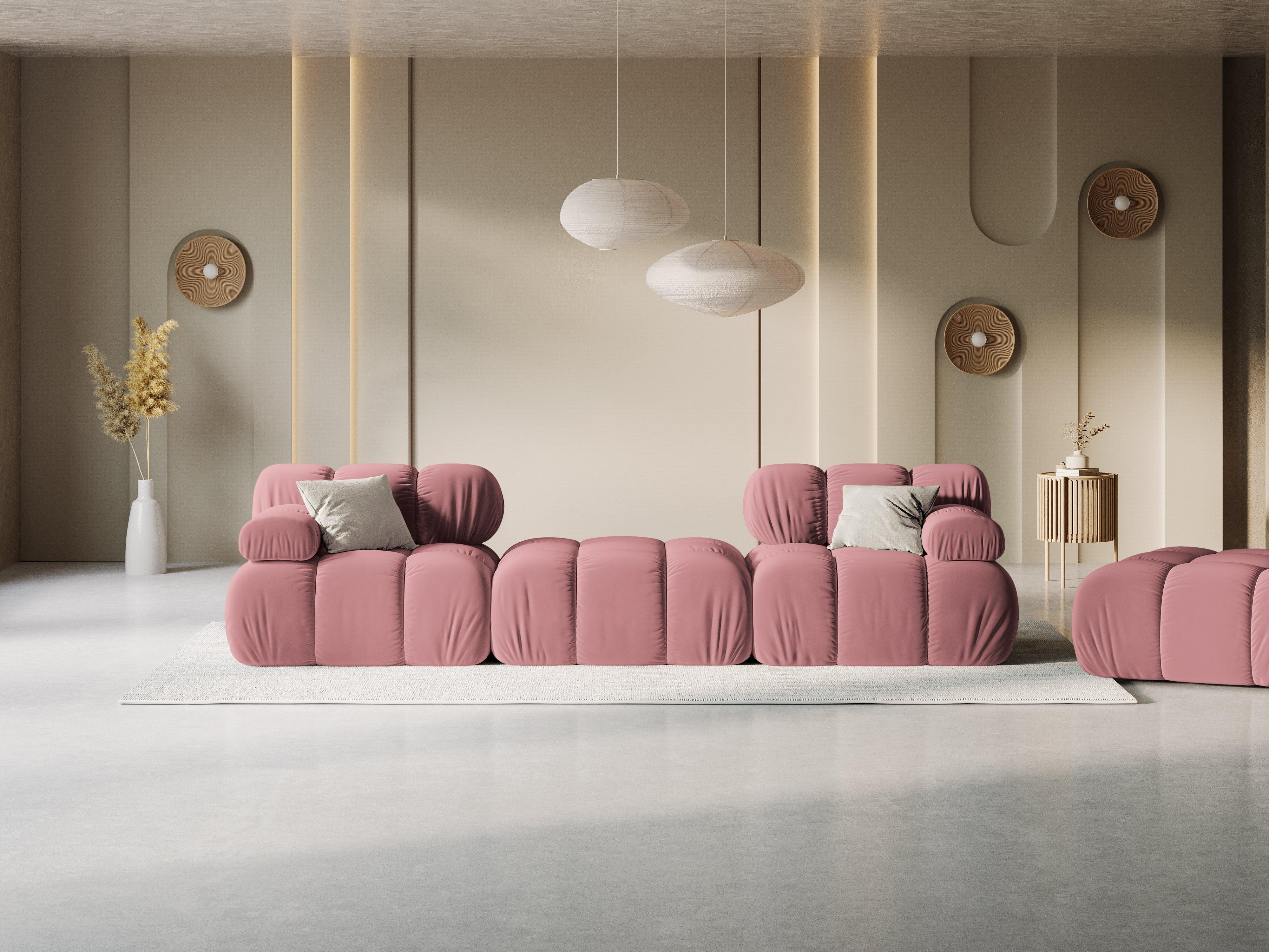 Narożnik modułowy aksamitny 3-osobowy TROPEA różowy Milo Casa Eye on Design