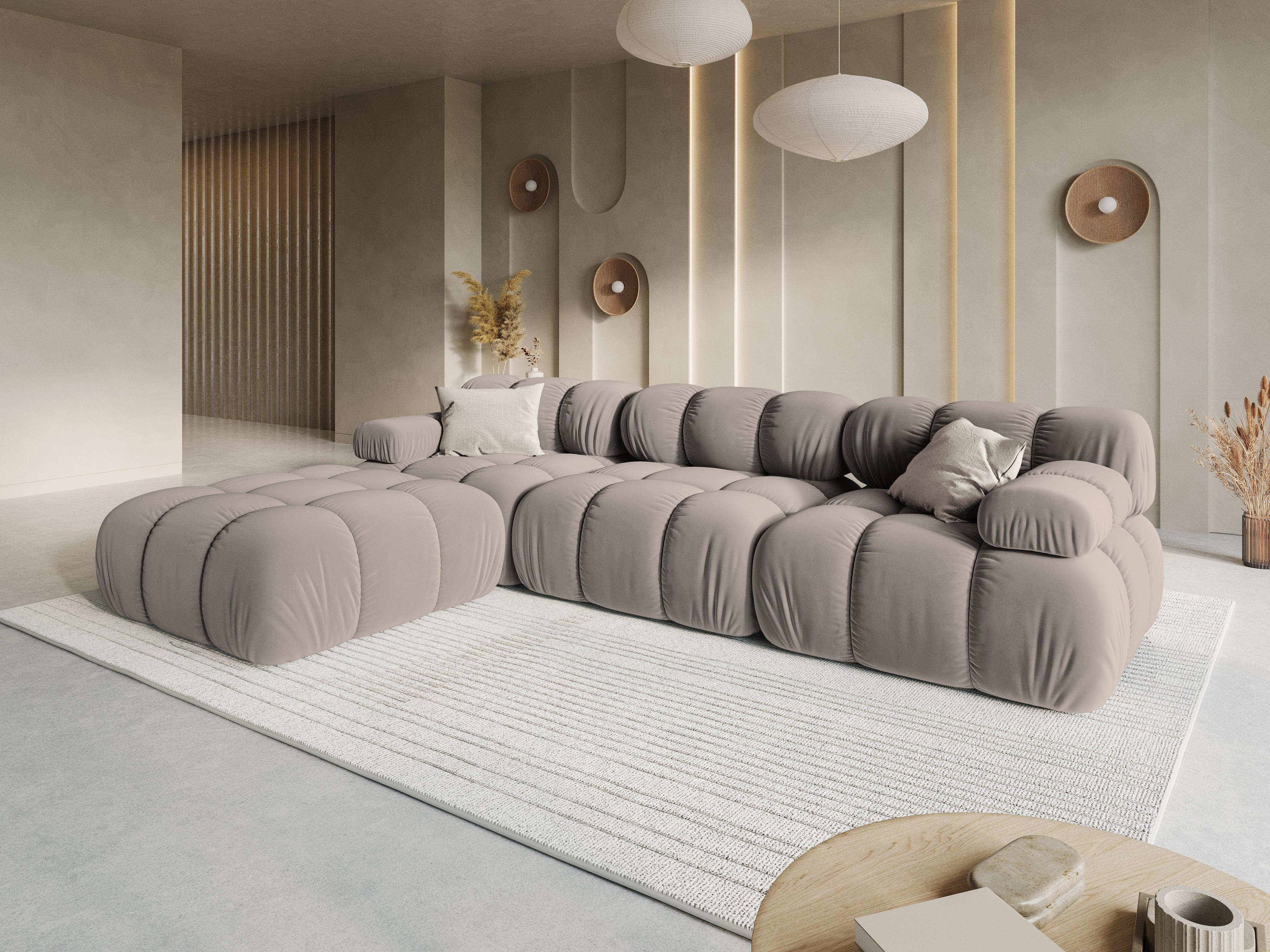 Narożnik modułowy aksamitny 4-osobowy TROPEA cappuccino Milo Casa Eye on Design