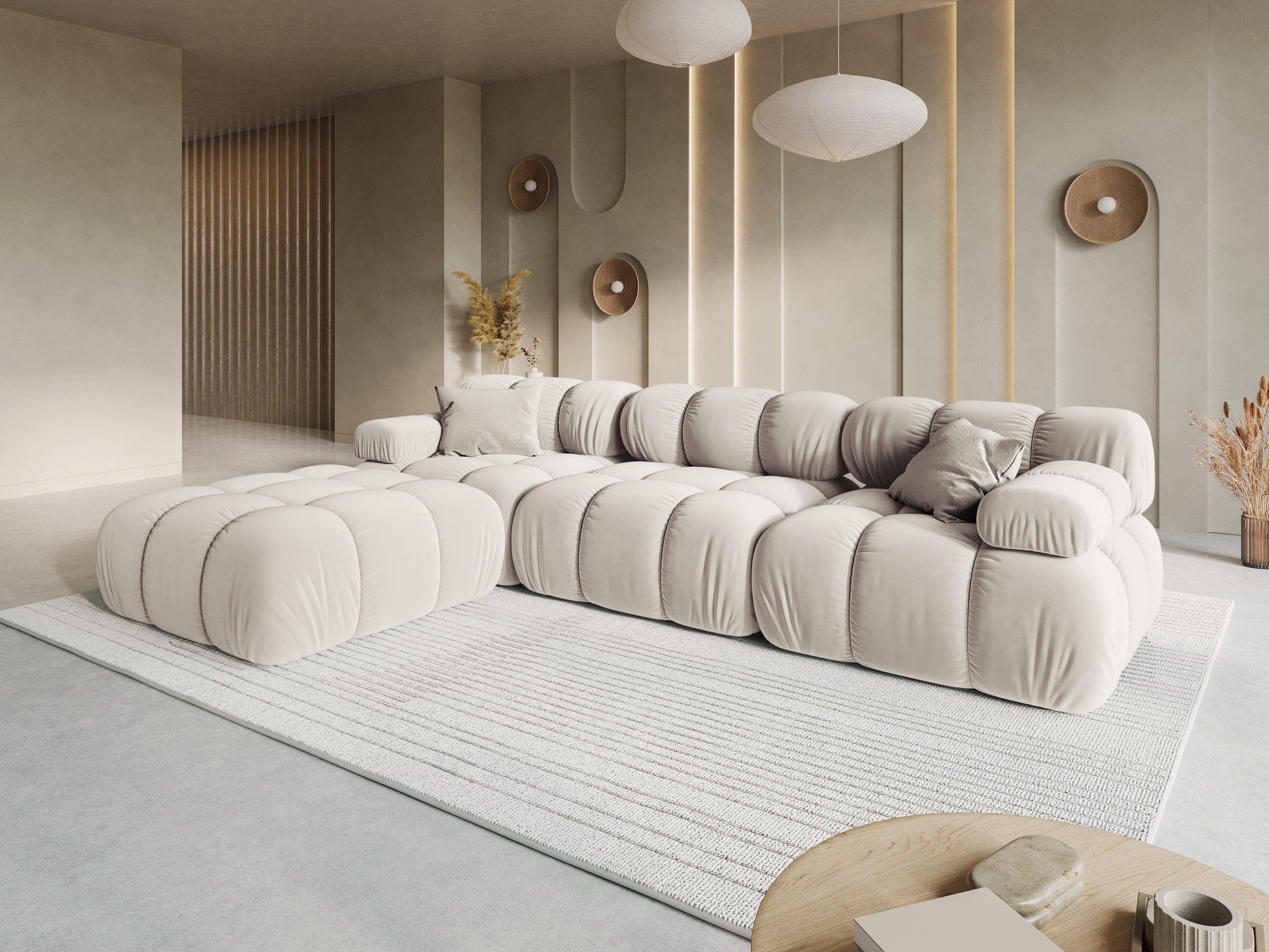 Narożnik modułowy aksamitny 4-osobowy TROPEA jasnobeżowy Milo Casa Eye on Design