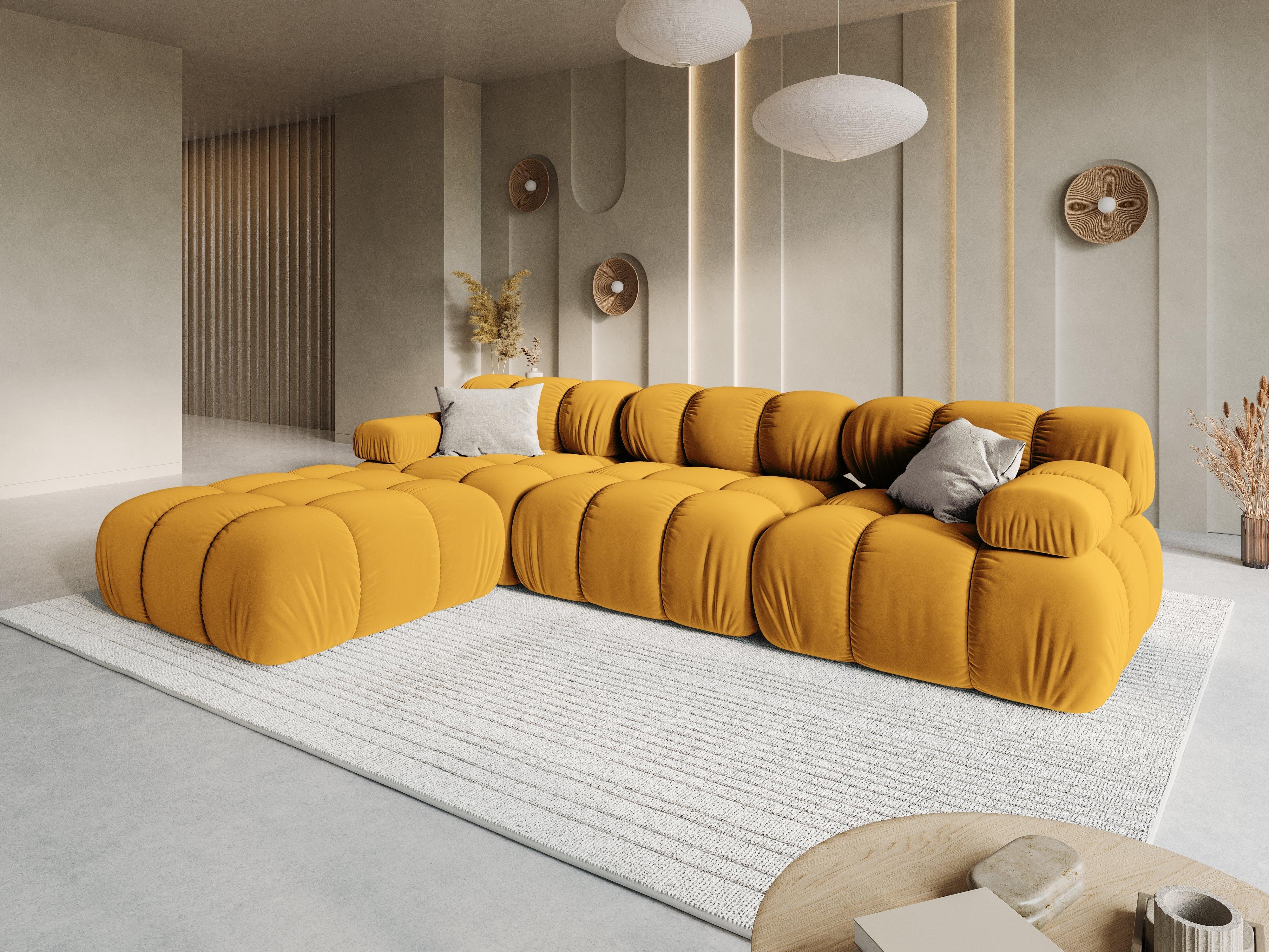Narożnik modułowy aksamitny 4-osobowy TROPEA musztardowy Milo Casa Eye on Design