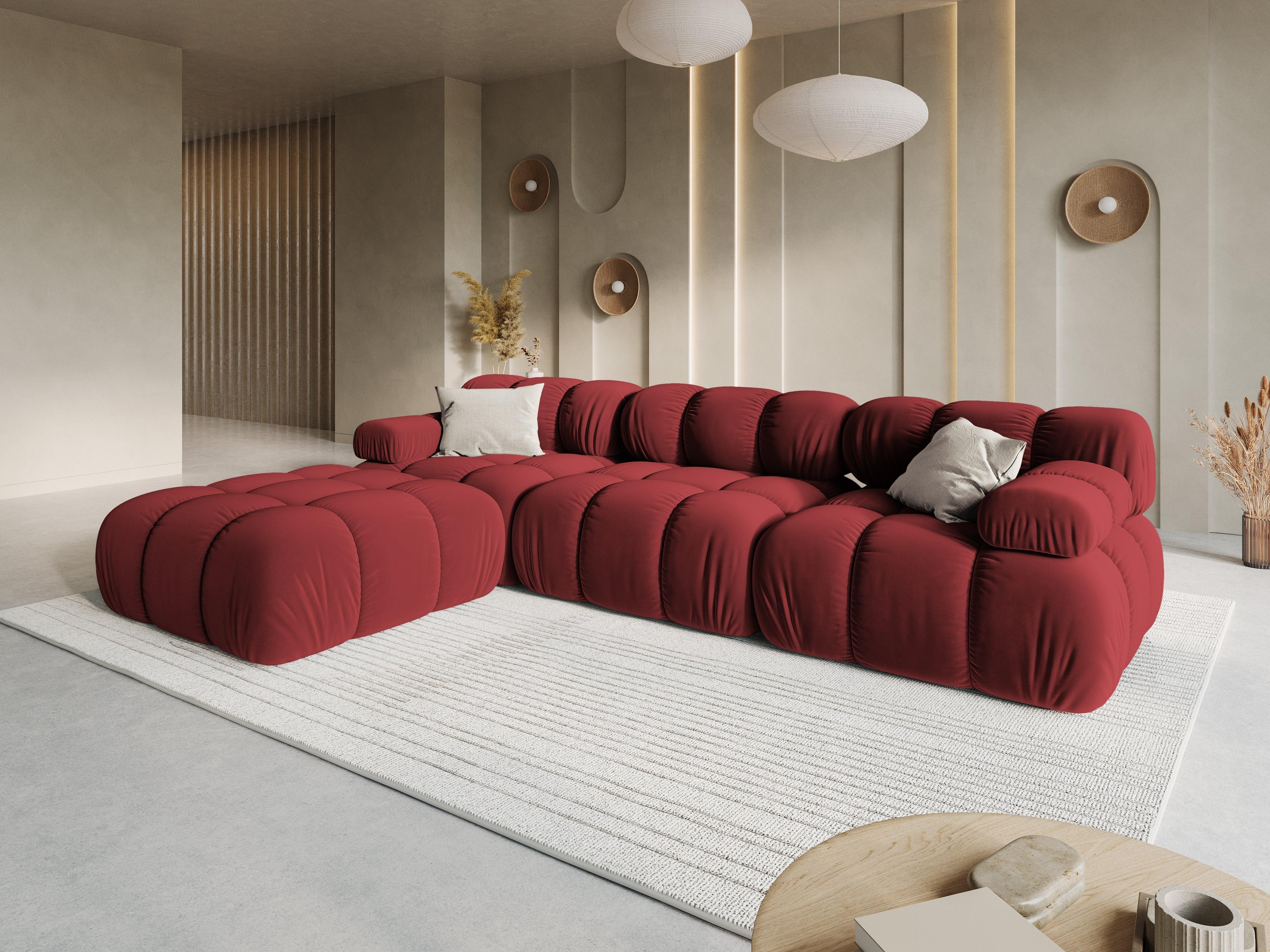 Narożnik modułowy aksamitny 4-osobowy TROPEA rubinowy Milo Casa Eye on Design