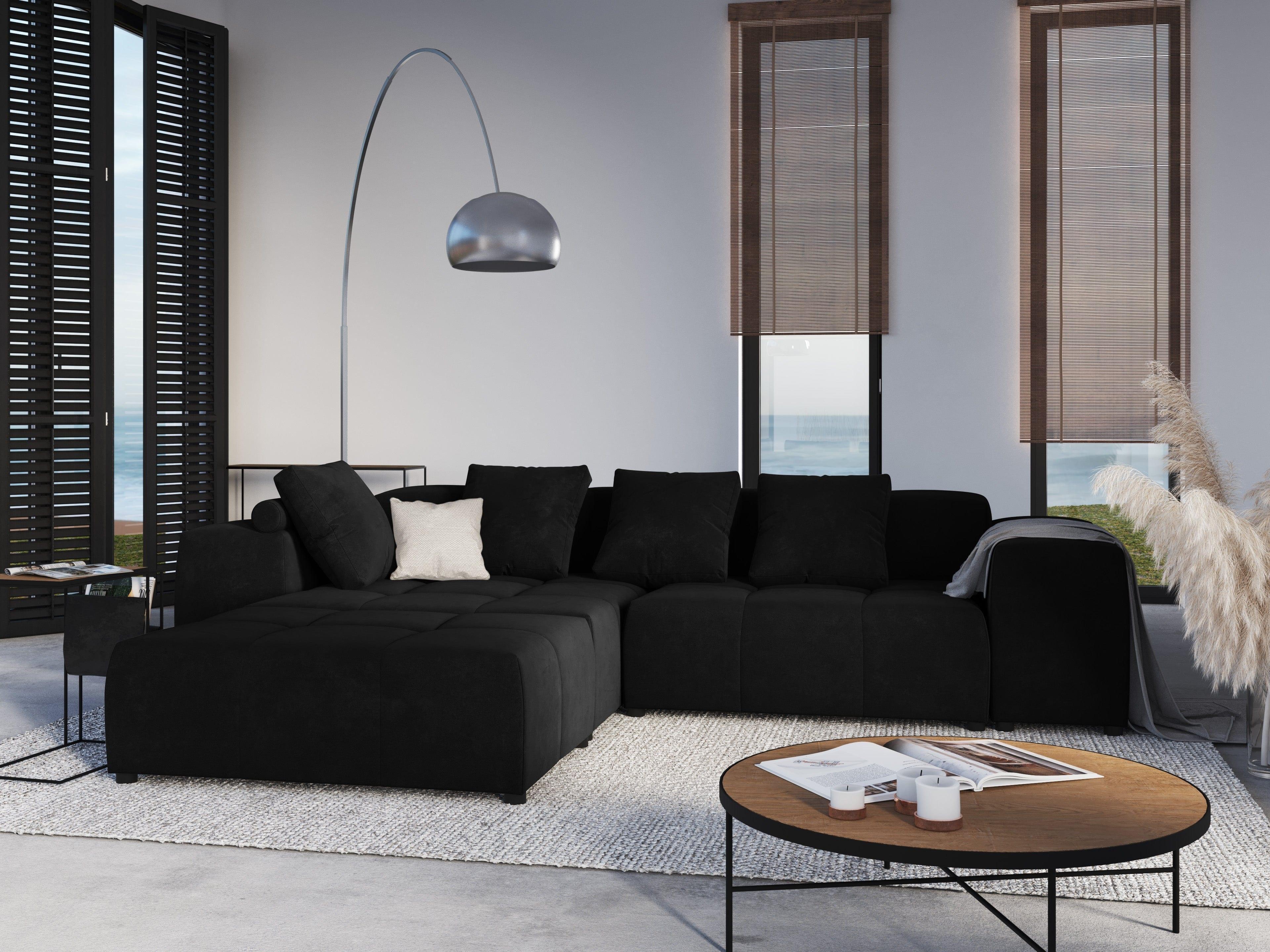 Narożnik modułowy aksamitny 5-osobowy ROME czarny Cosmopolitan Design Eye on Design