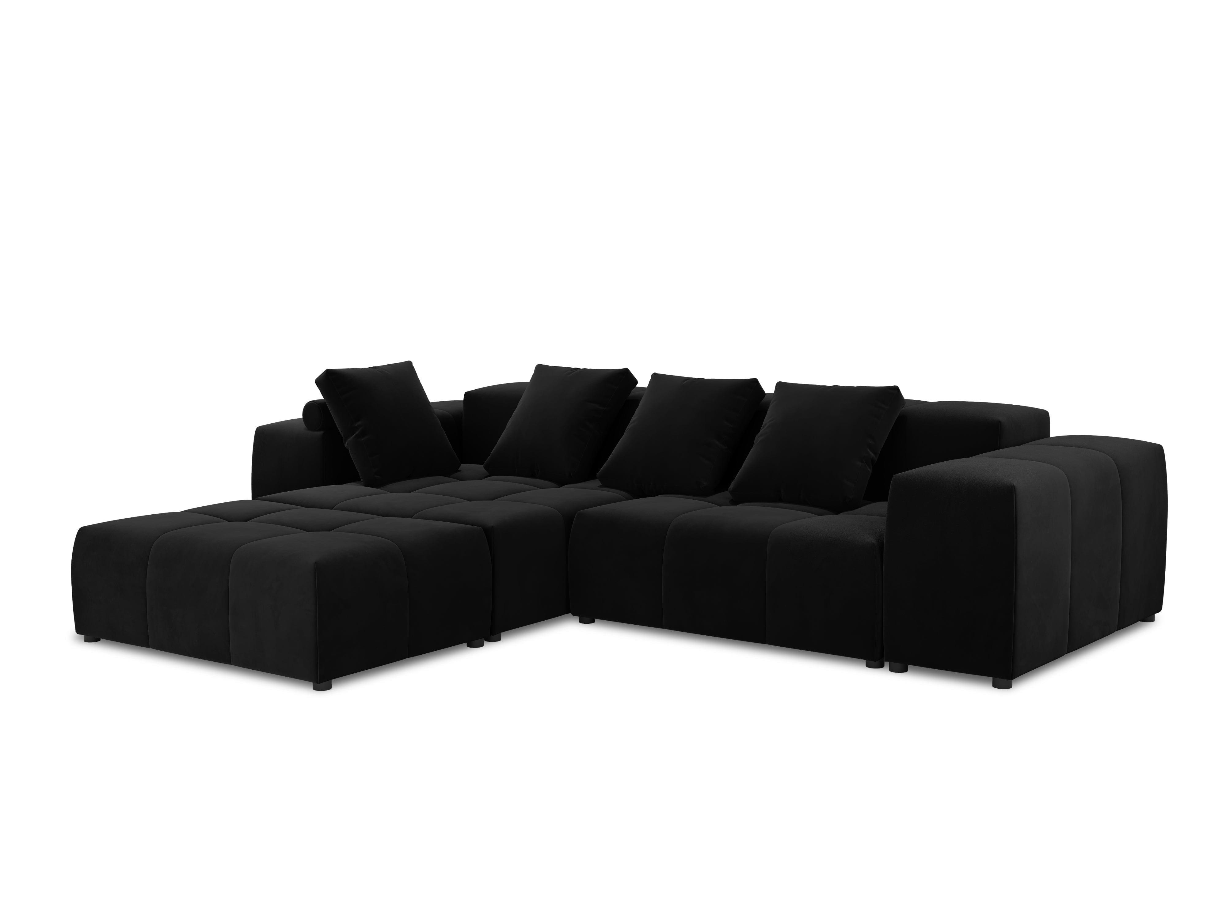 Narożnik modułowy aksamitny 5-osobowy ROME czarny Cosmopolitan Design Eye on Design