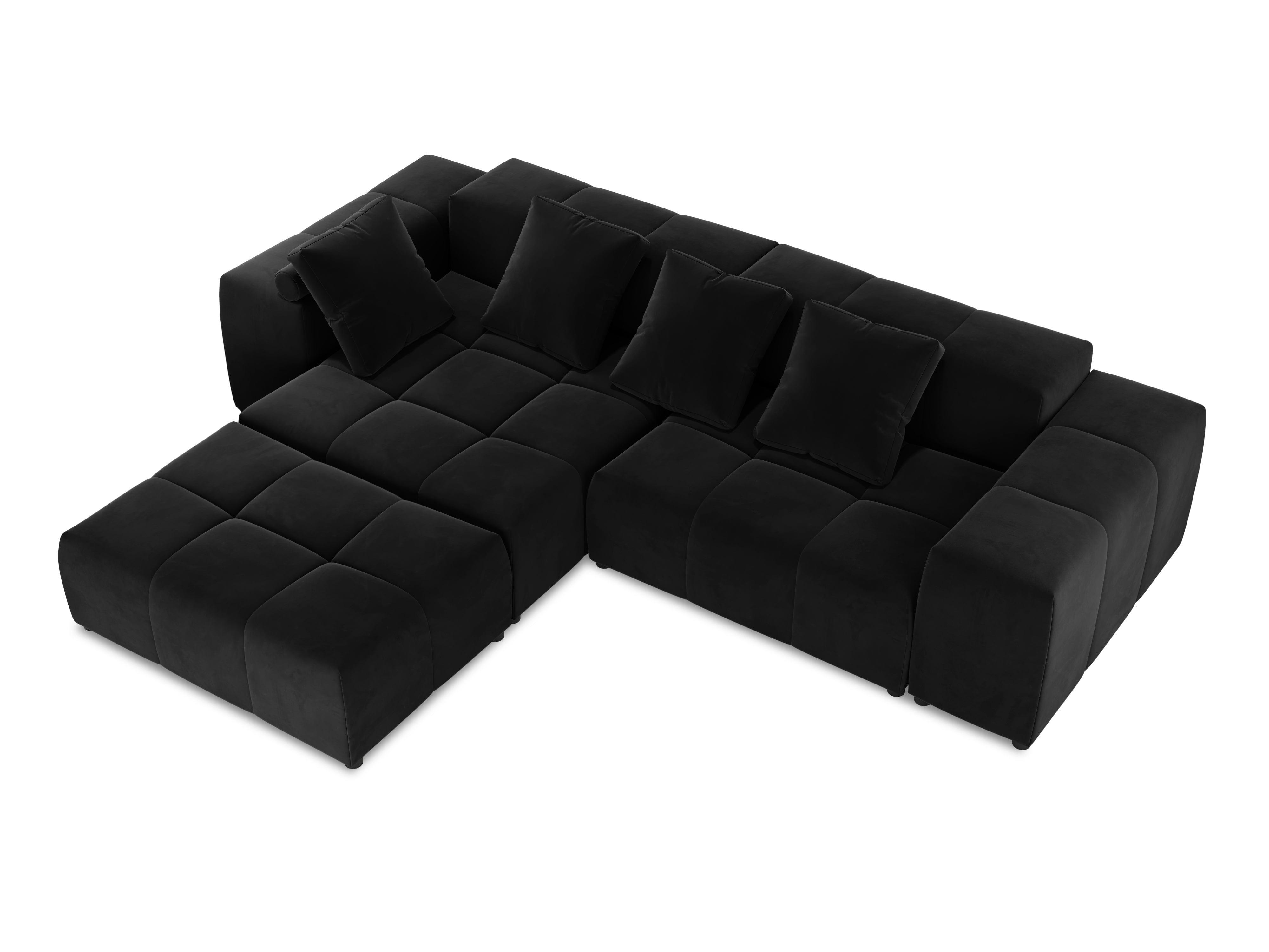 Narożnik modułowy aksamitny 5-osobowy ROME czarny Cosmopolitan Design Eye on Design