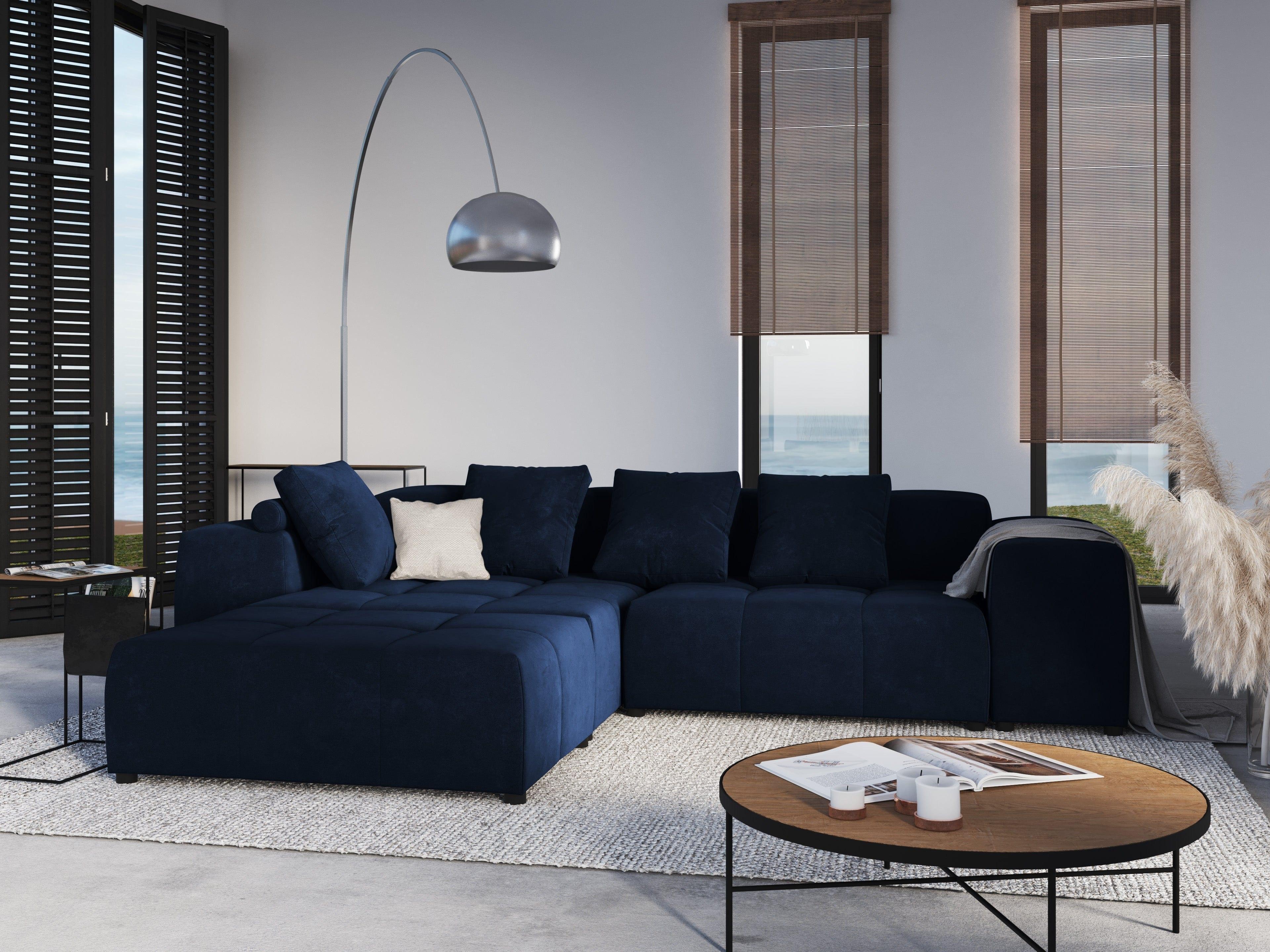 Narożnik modułowy aksamitny 5-osobowy ROME niebieski Cosmopolitan Design Eye on Design