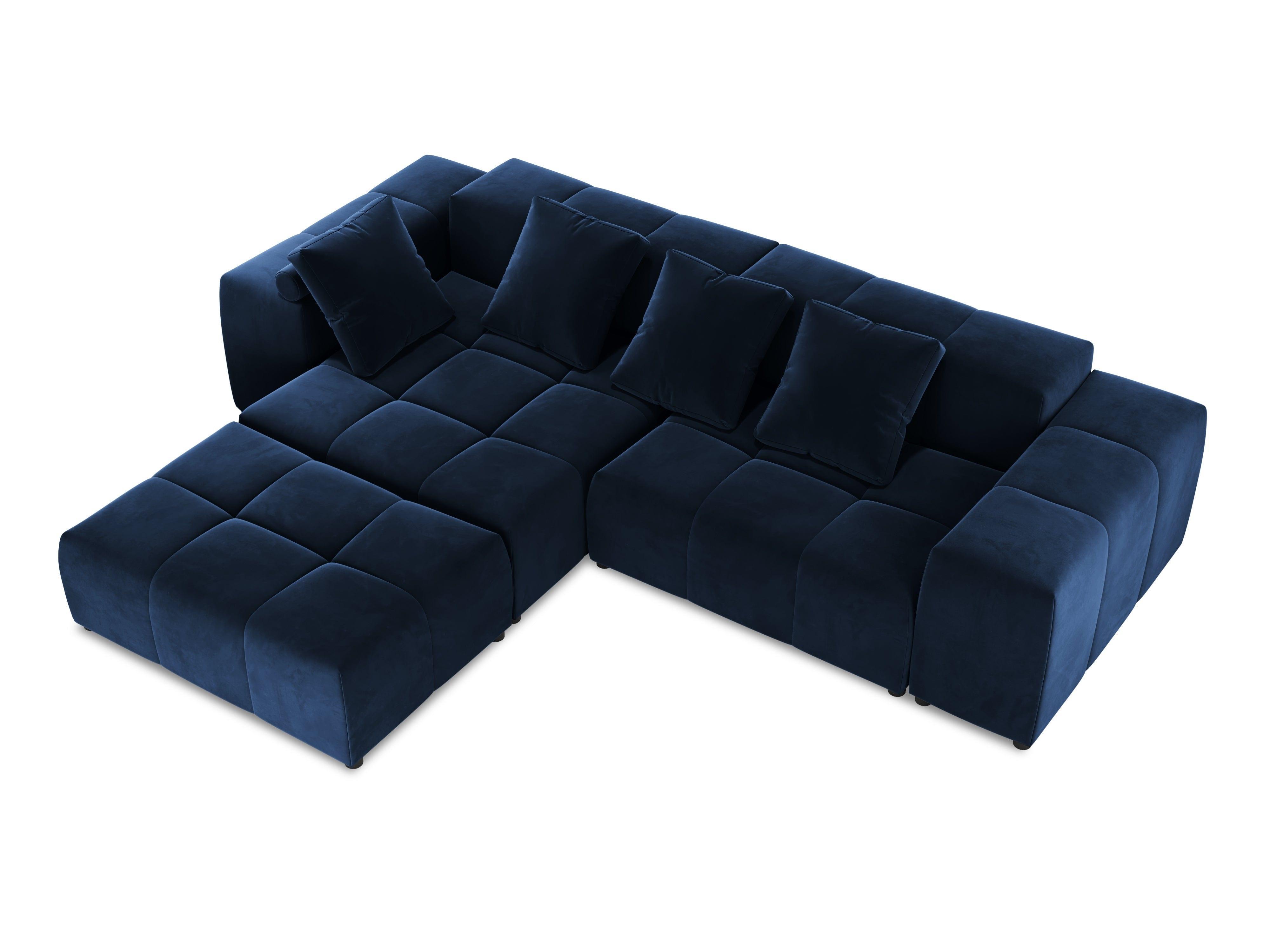 Narożnik modułowy aksamitny 5-osobowy ROME niebieski Cosmopolitan Design Eye on Design