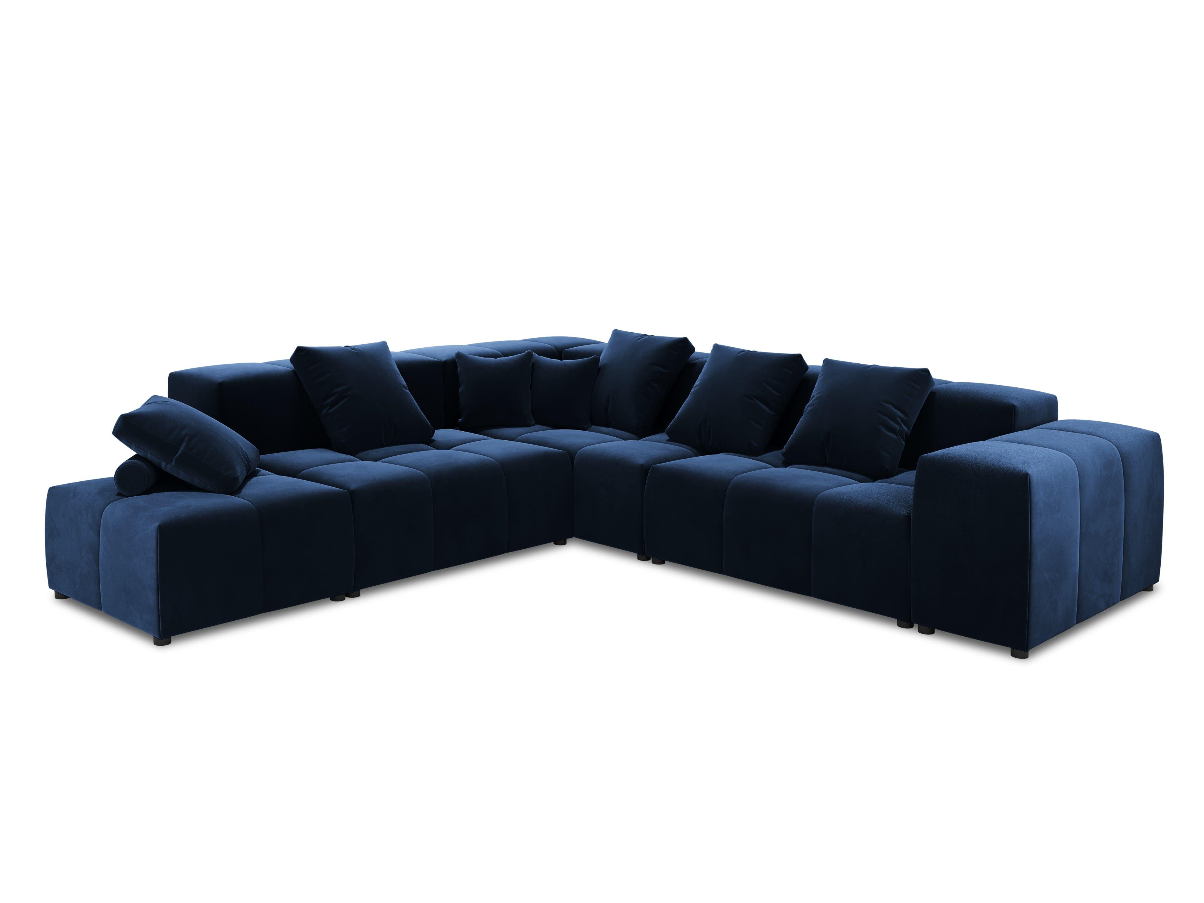Narożnik modułowy aksamitny duży 5-osobowy ROME niebieski Cosmopolitan Design Eye on Design