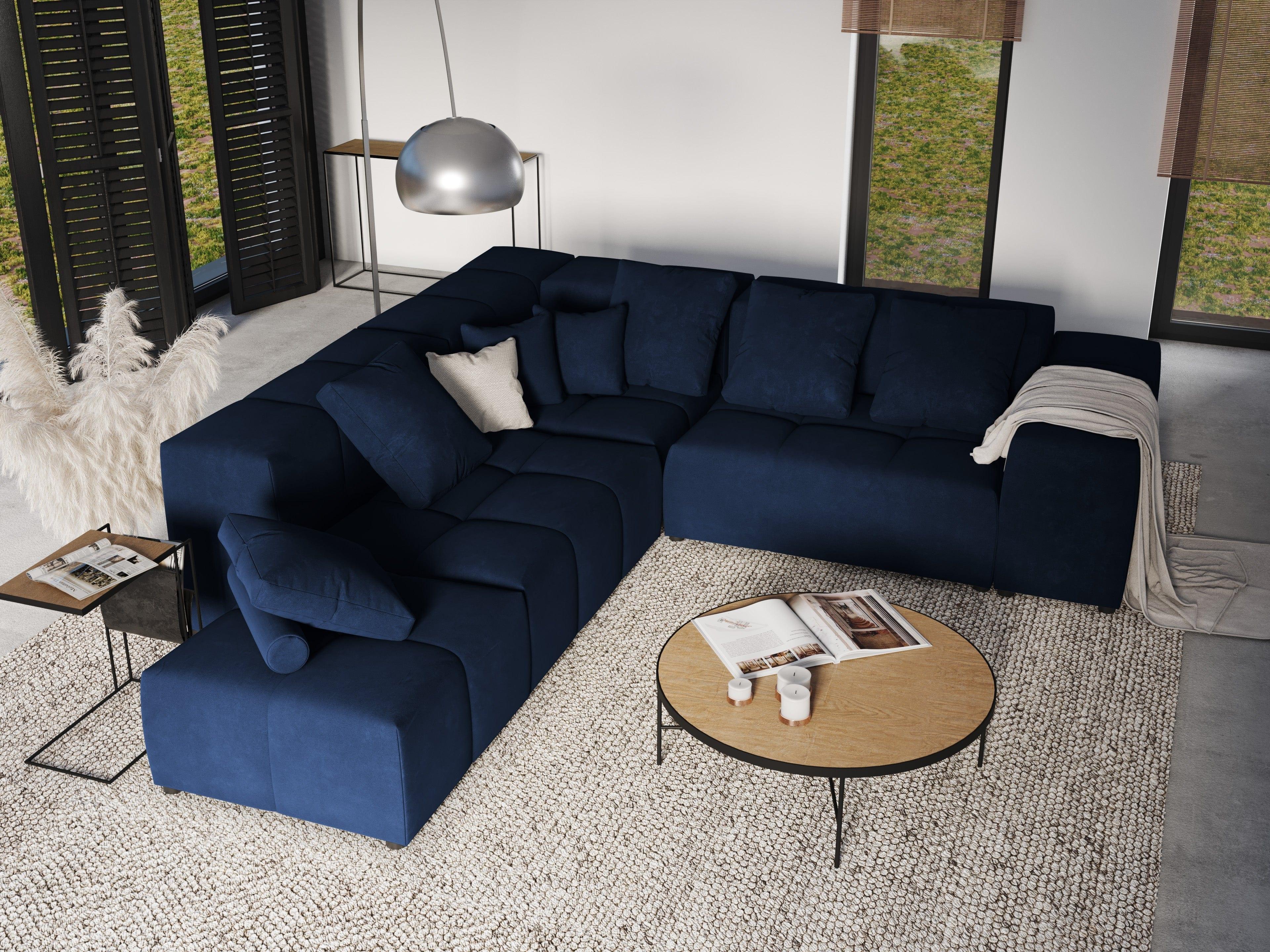 Narożnik modułowy aksamitny duży 5-osobowy ROME niebieski Cosmopolitan Design Eye on Design