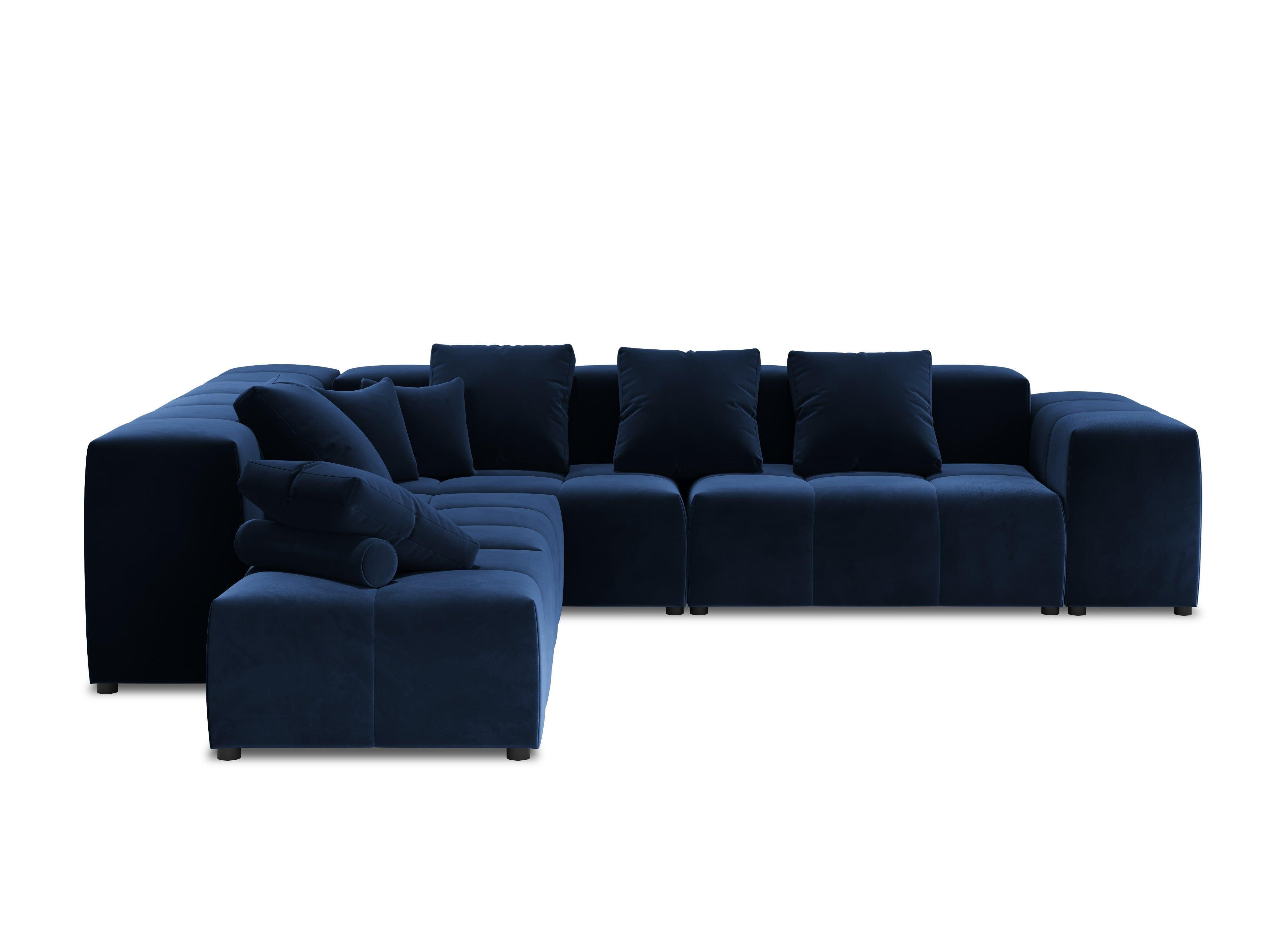 Narożnik modułowy aksamitny duży 5-osobowy ROME niebieski Cosmopolitan Design Eye on Design