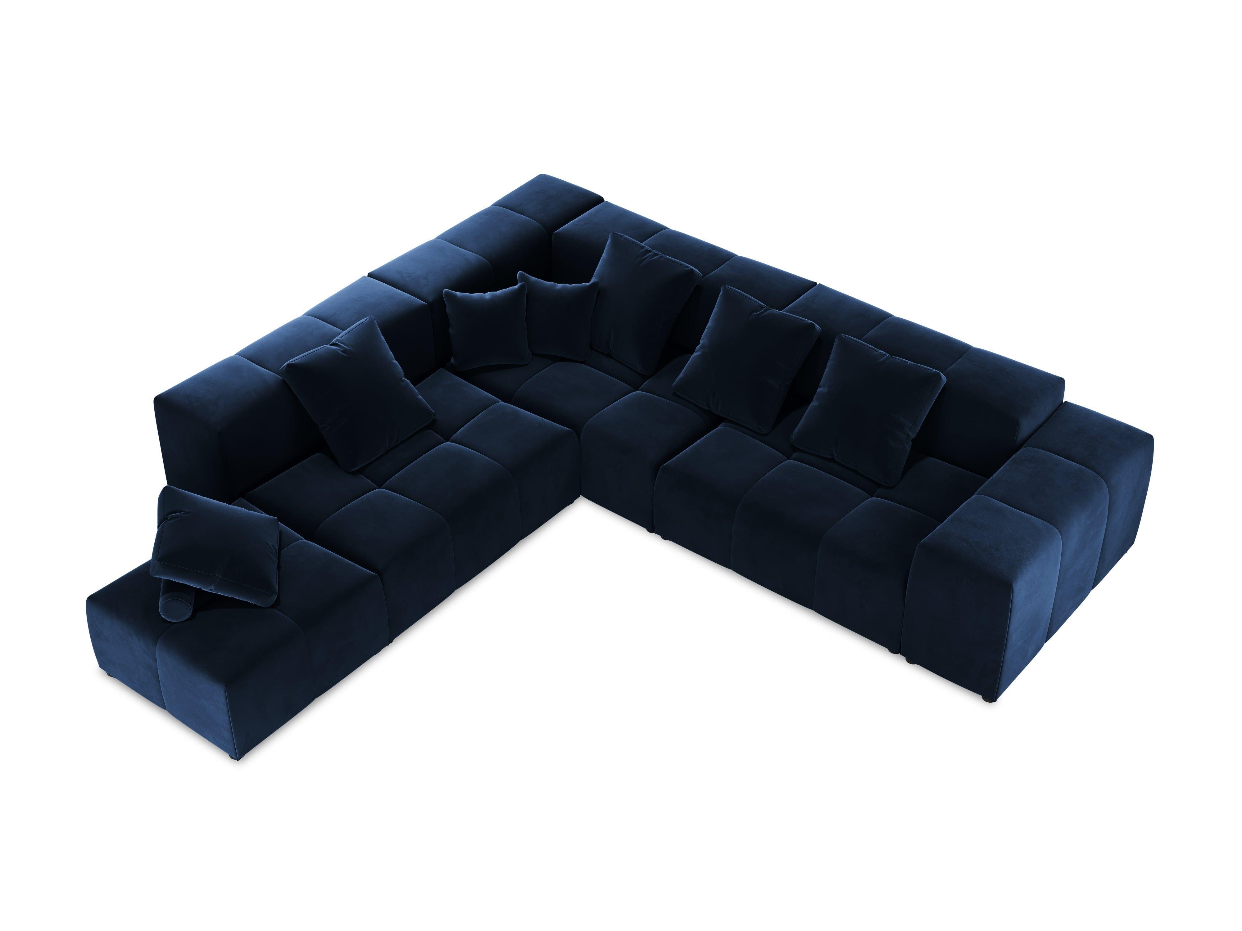 Narożnik modułowy aksamitny duży 5-osobowy ROME niebieski Cosmopolitan Design Eye on Design