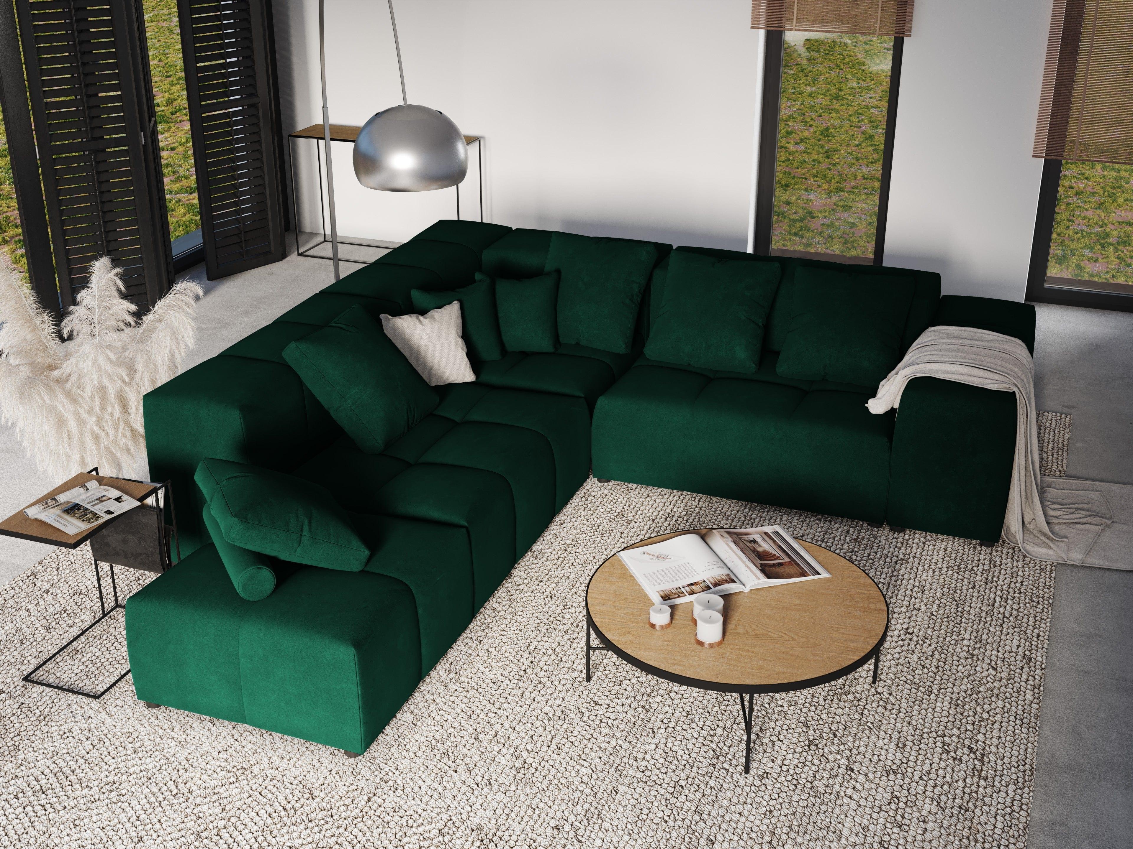 Narożnik modułowy aksamitny duży 5-osobowy ROME zielony Cosmopolitan Design Eye on Design