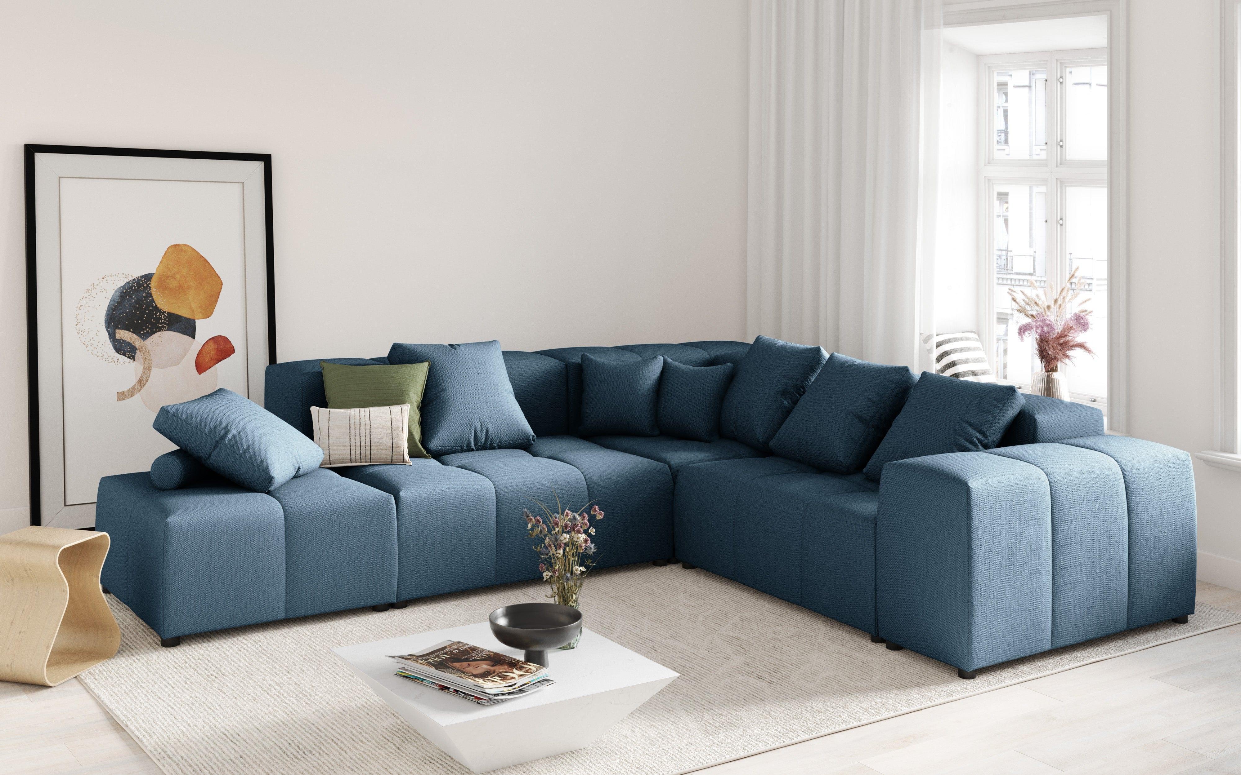 Narożnik modułowy duży 5-osobowy ROME niebieski Cosmopolitan Design Eye on Design