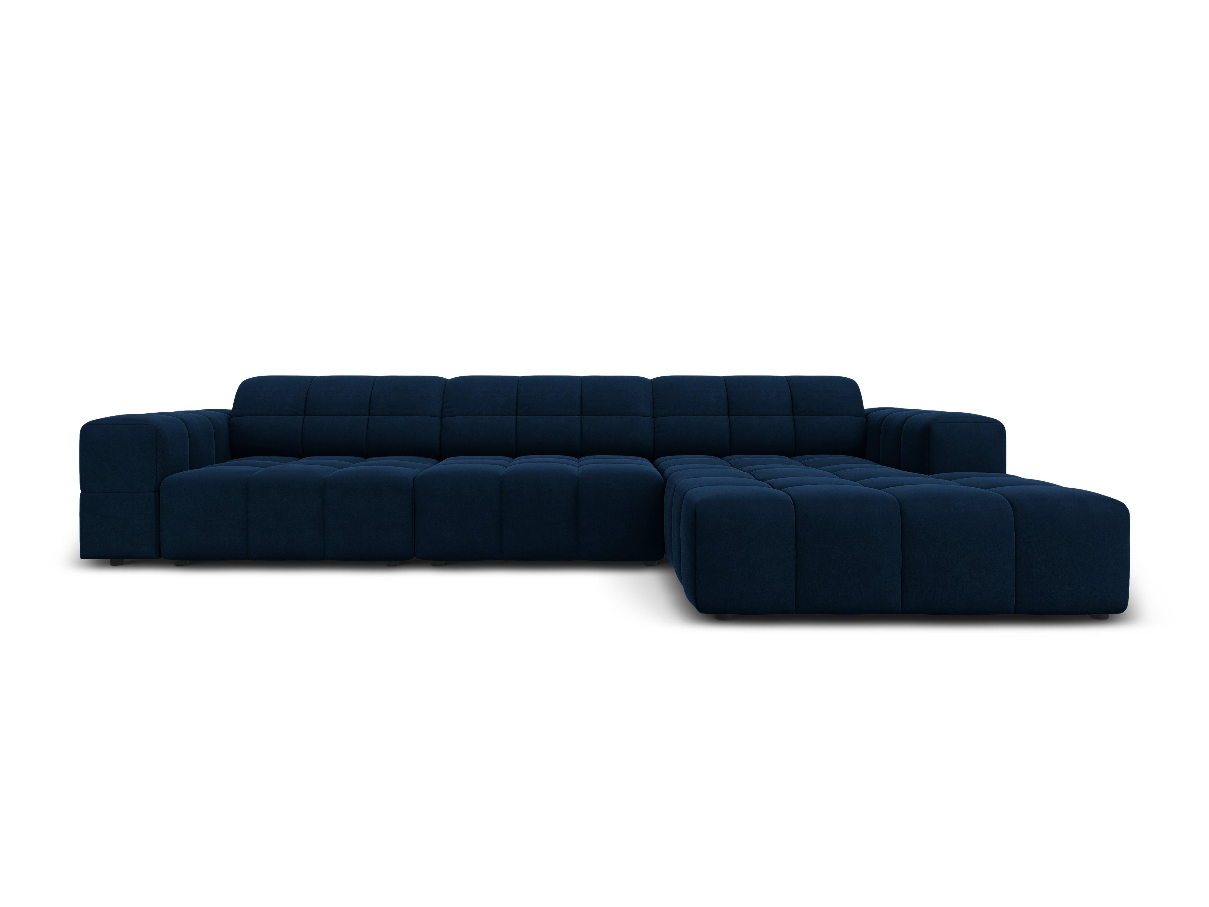 Narożnik prawostronny aksamitny 4-osobowy CHICAGO granat królewski Cosmopolitan Design Eye on Design