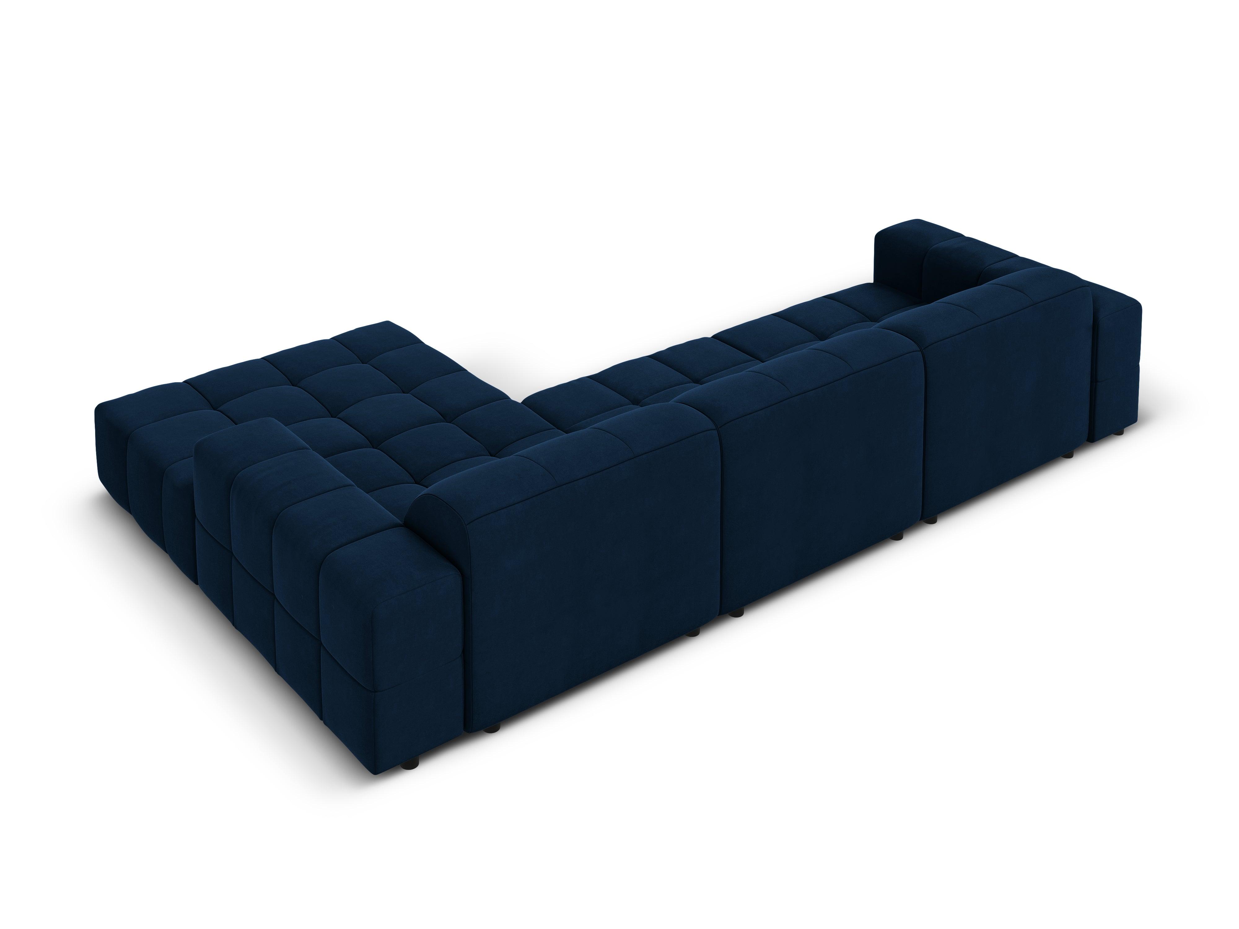 Narożnik prawostronny aksamitny 4-osobowy CHICAGO granat królewski Cosmopolitan Design Eye on Design