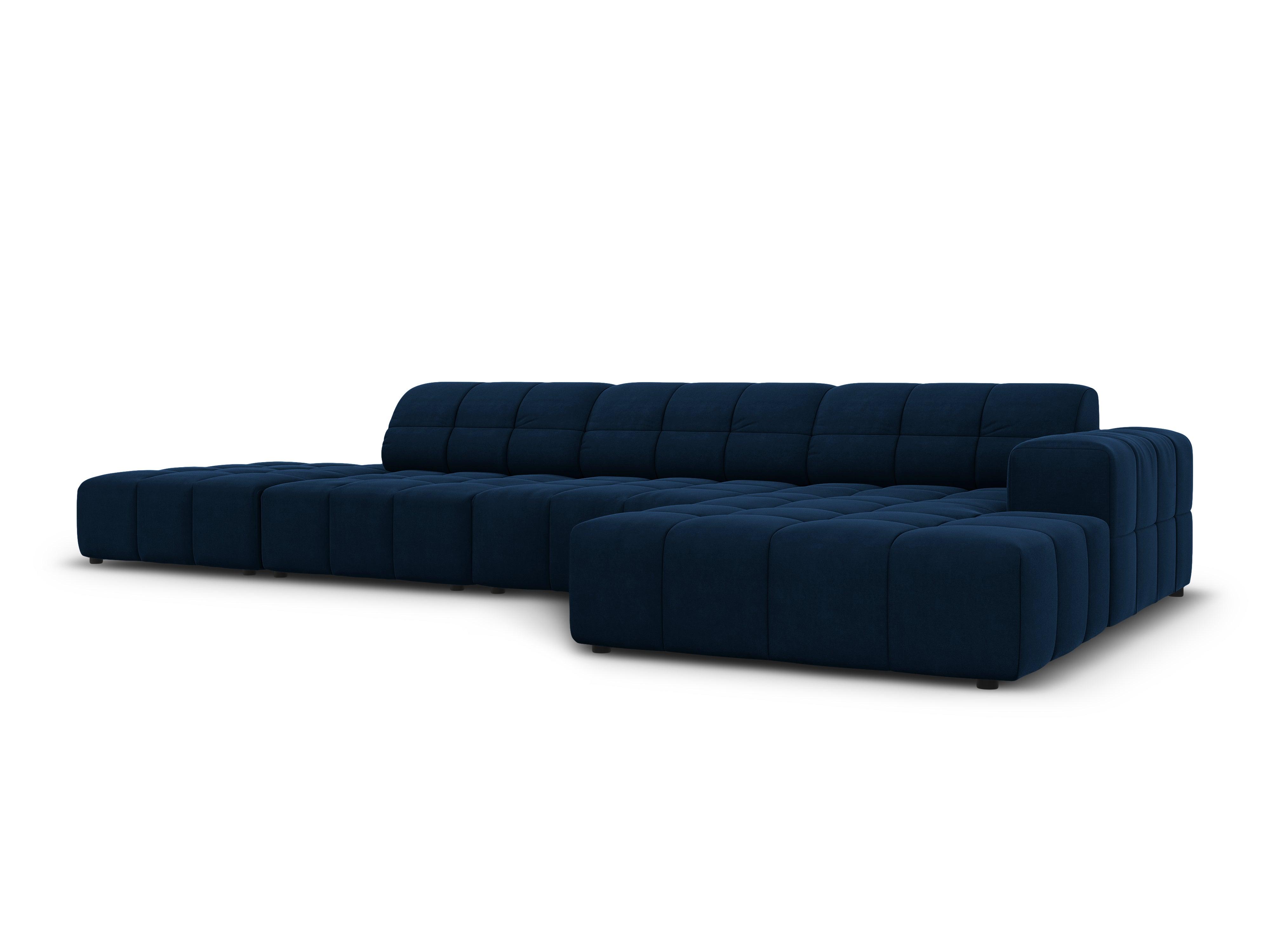 Narożnik prawostronny aksamitny 5-osobowy CHICAGO granat królewski Cosmopolitan Design Eye on Design