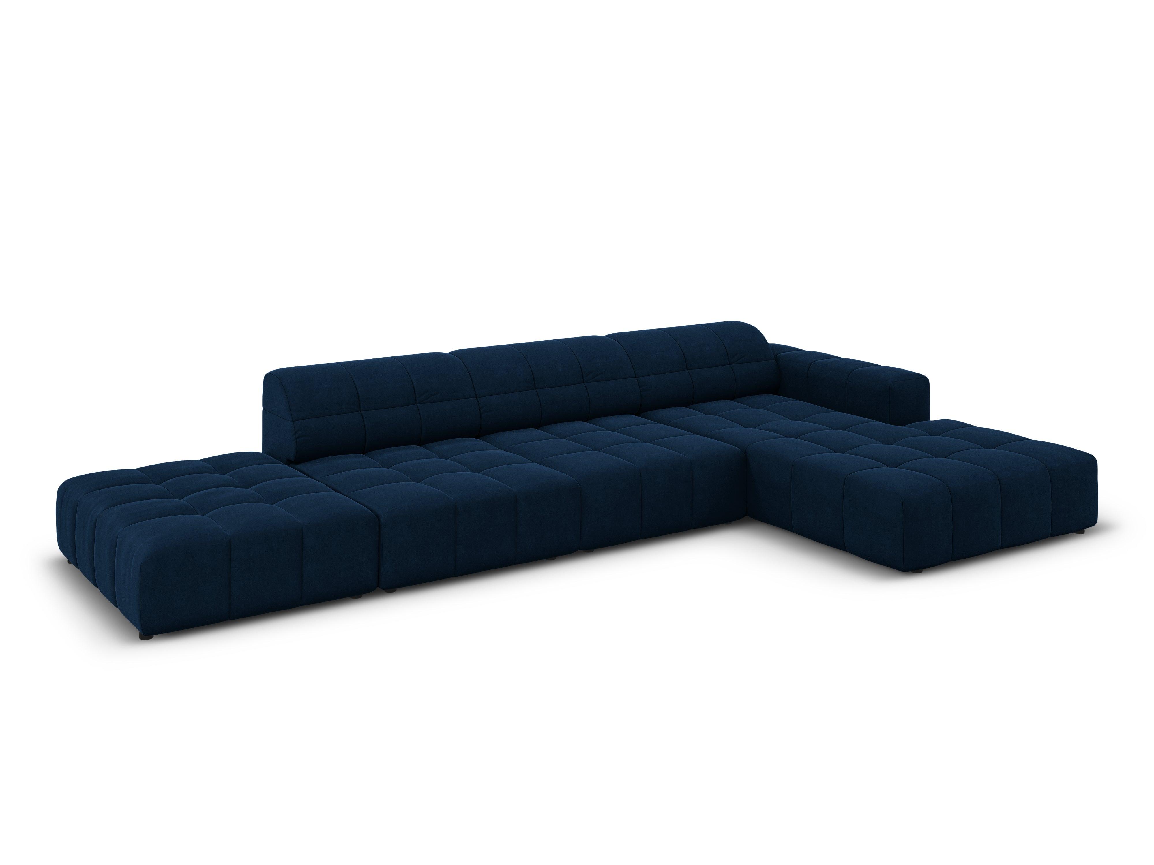 Narożnik prawostronny aksamitny 5-osobowy CHICAGO granat królewski Cosmopolitan Design Eye on Design