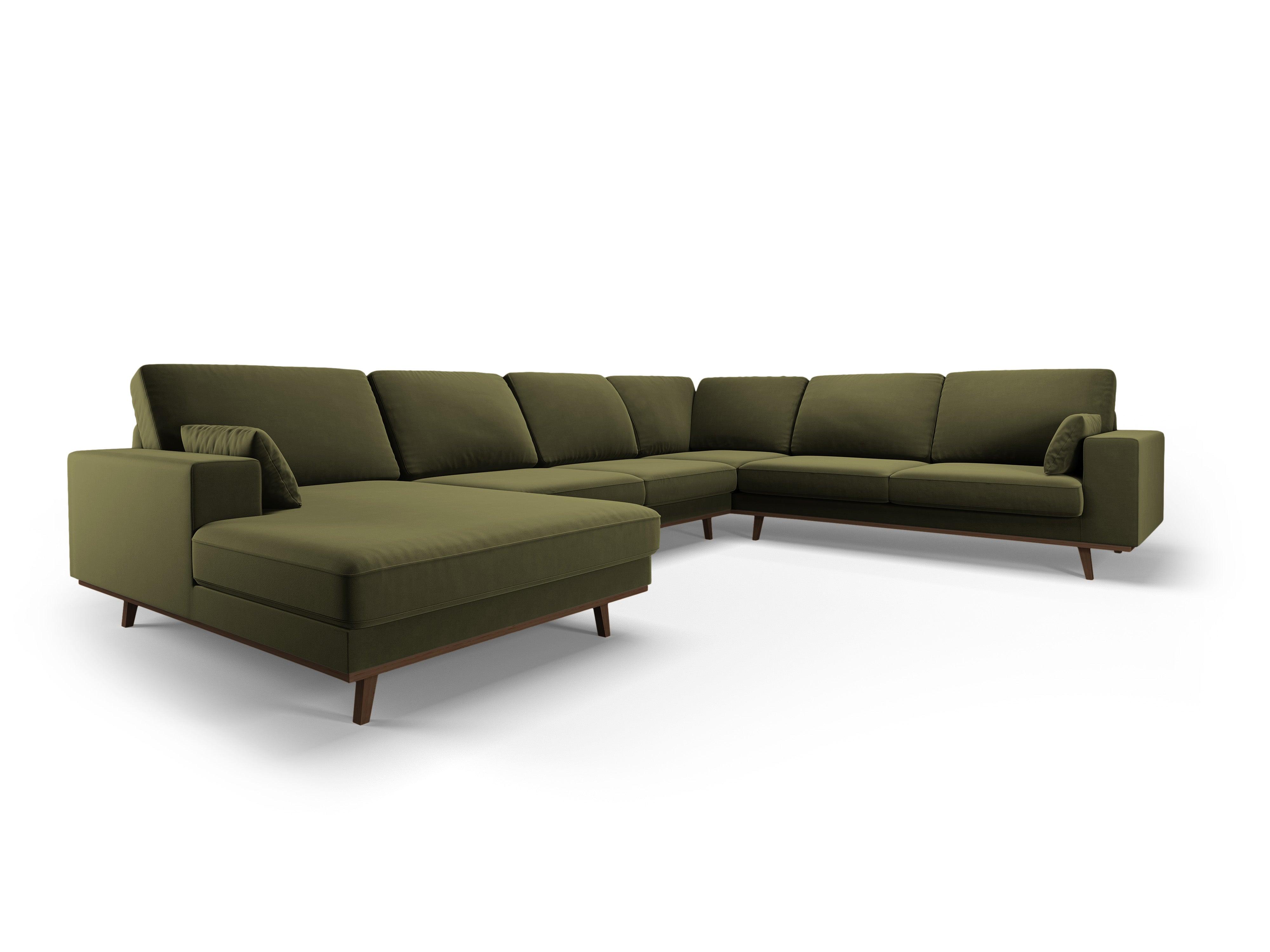 Narożnik prawostronny aksamitny panoramiczny HEBE zielony Mazzini Sofas Eye on Design
