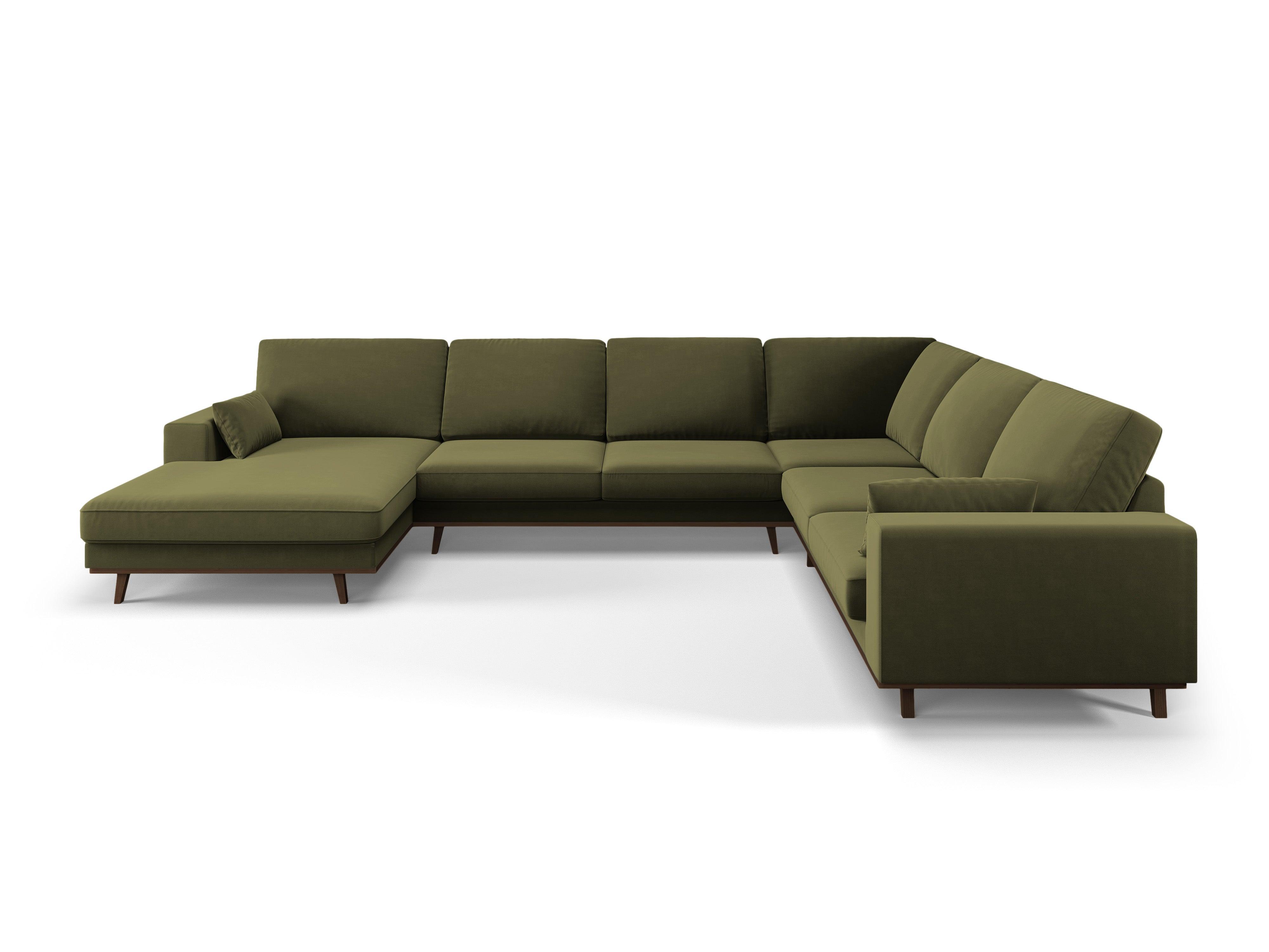 Narożnik prawostronny aksamitny panoramiczny HEBE zielony Mazzini Sofas Eye on Design