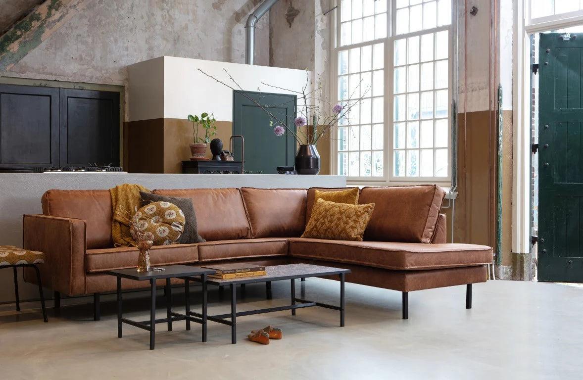 Narożnik prawostronny aksamitny RODEO kasztanowy Be Pure Eye on Design