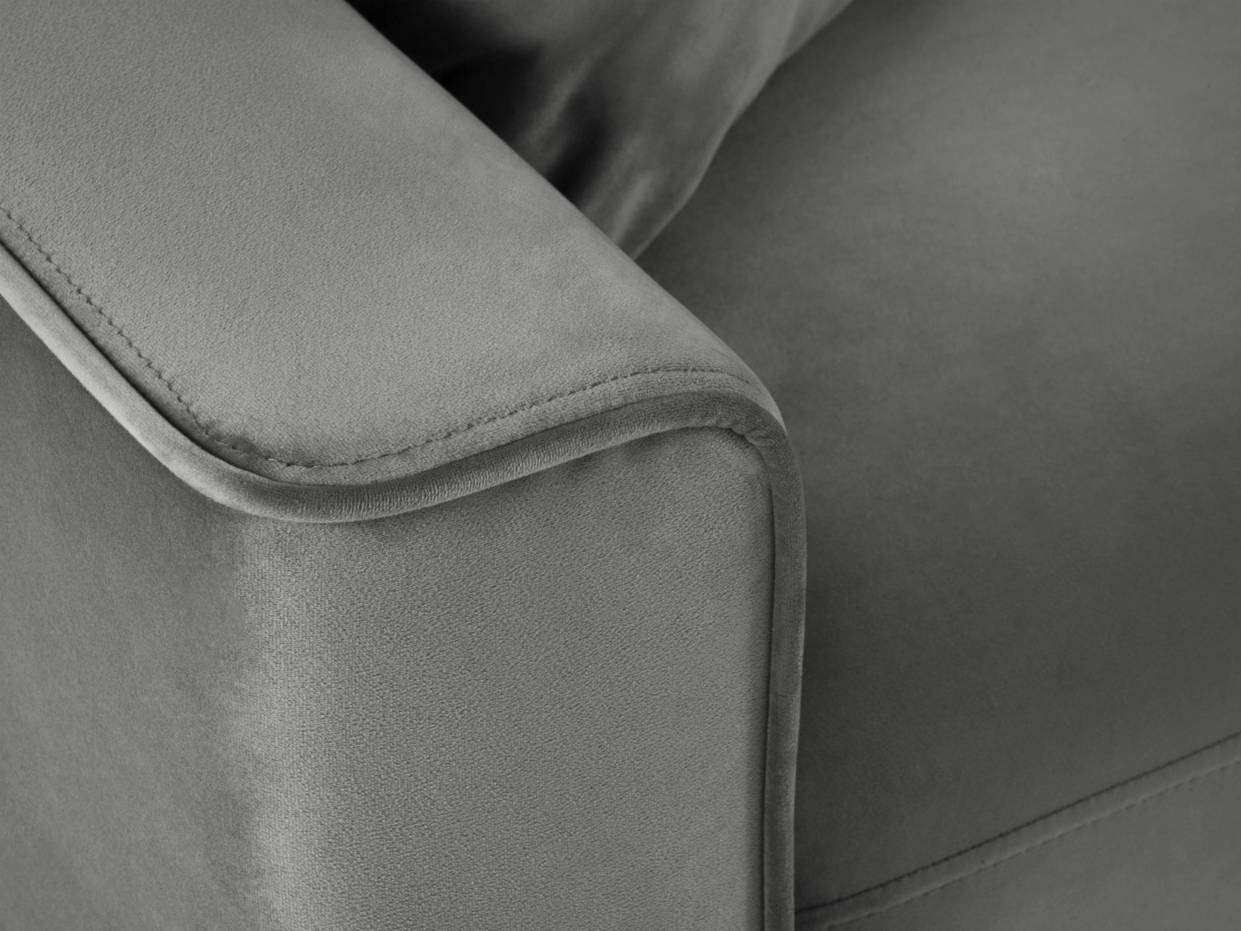 Narożnik prawostronny aksamitny z funkcją spania CARTADERA jasnoszary z czarną podstawą Mazzini Sofas Eye on Design