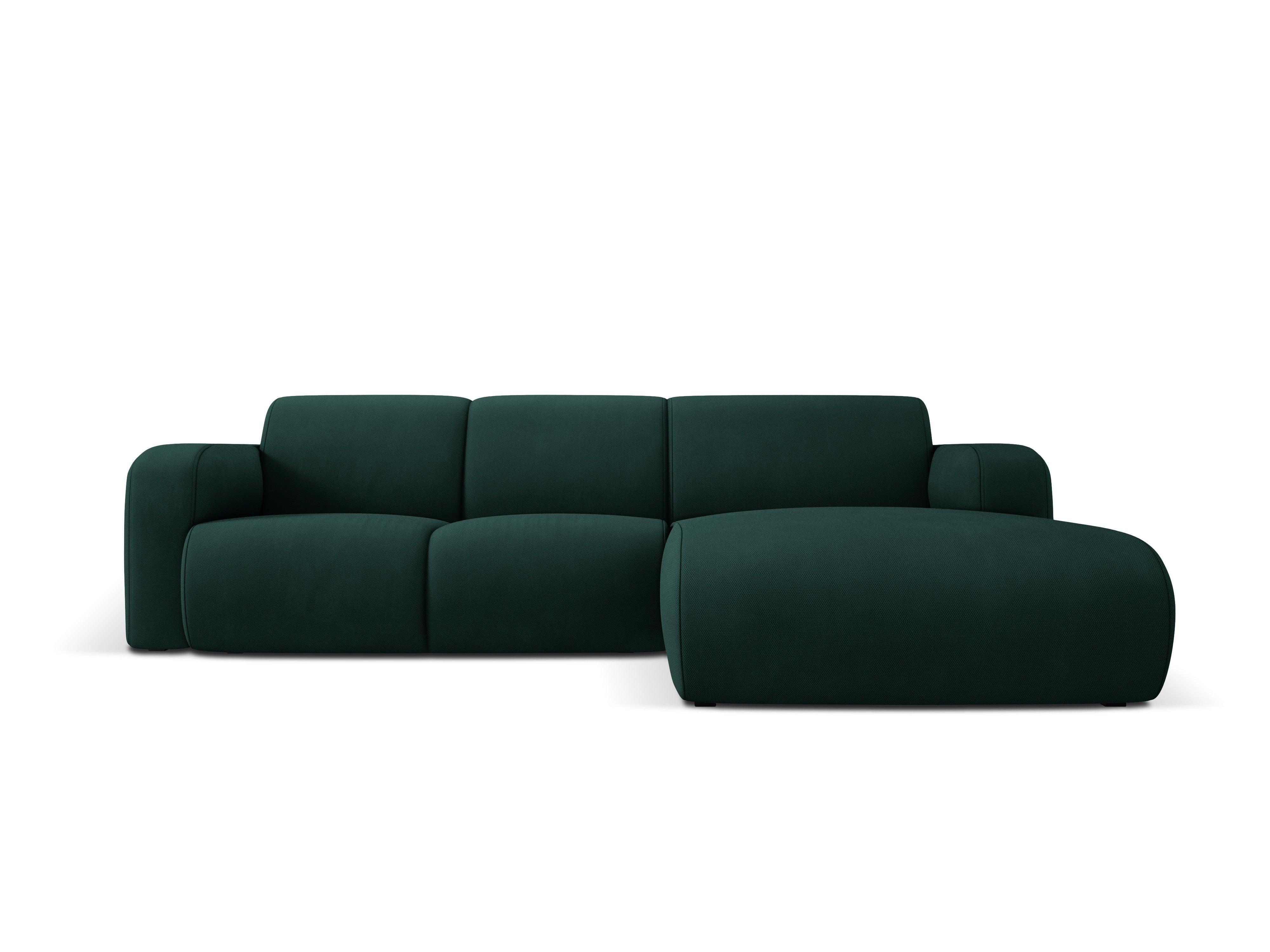 Narożnik prawostronny w tkaninie chenillowej 4-osobowy LOLA butelkowa zieleń Windsor & Co Eye on Design