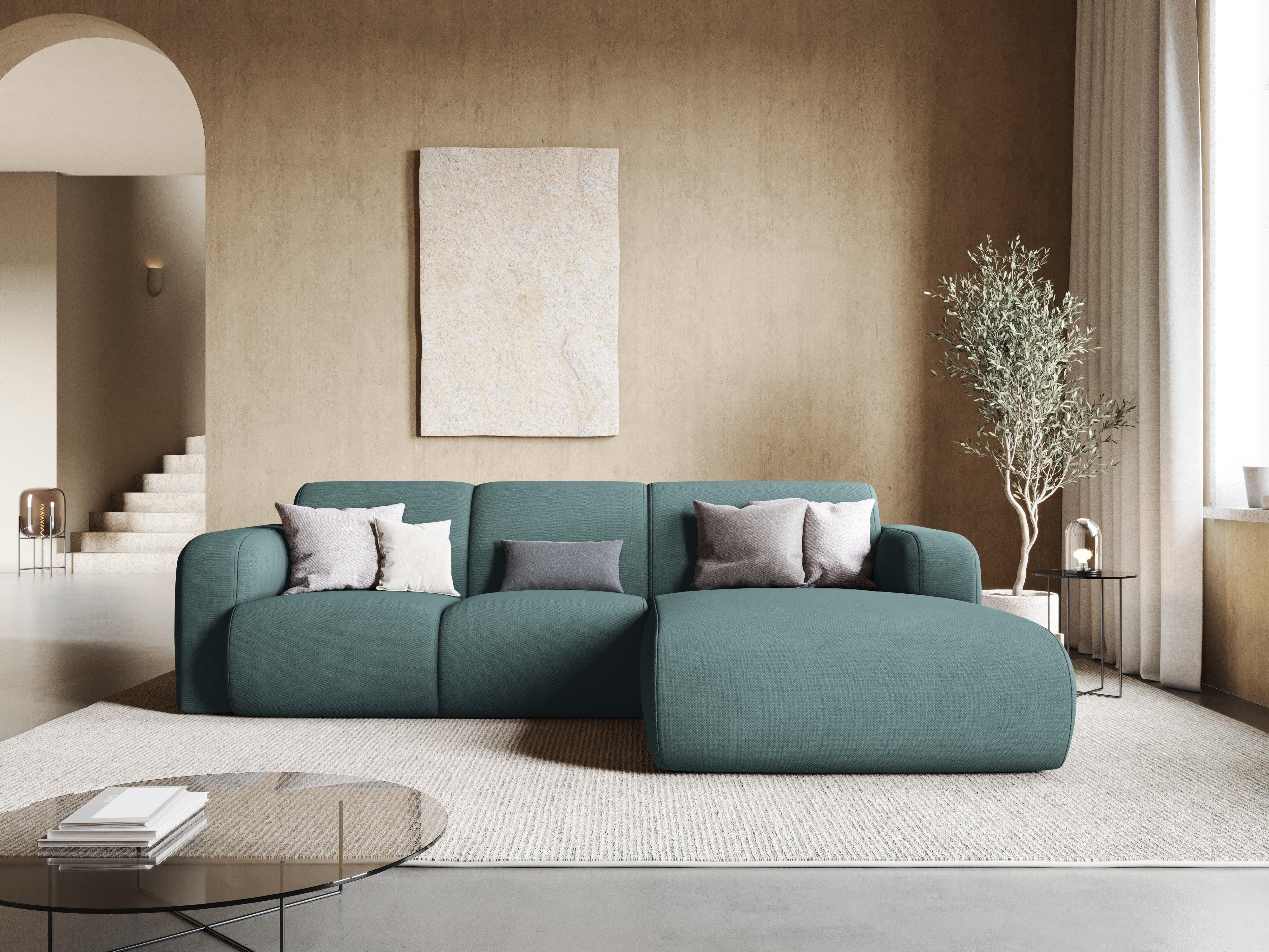 Narożnik prawostronny w tkaninie chenillowej 4-osobowy LOLA morska zieleń Windsor & Co Eye on Design