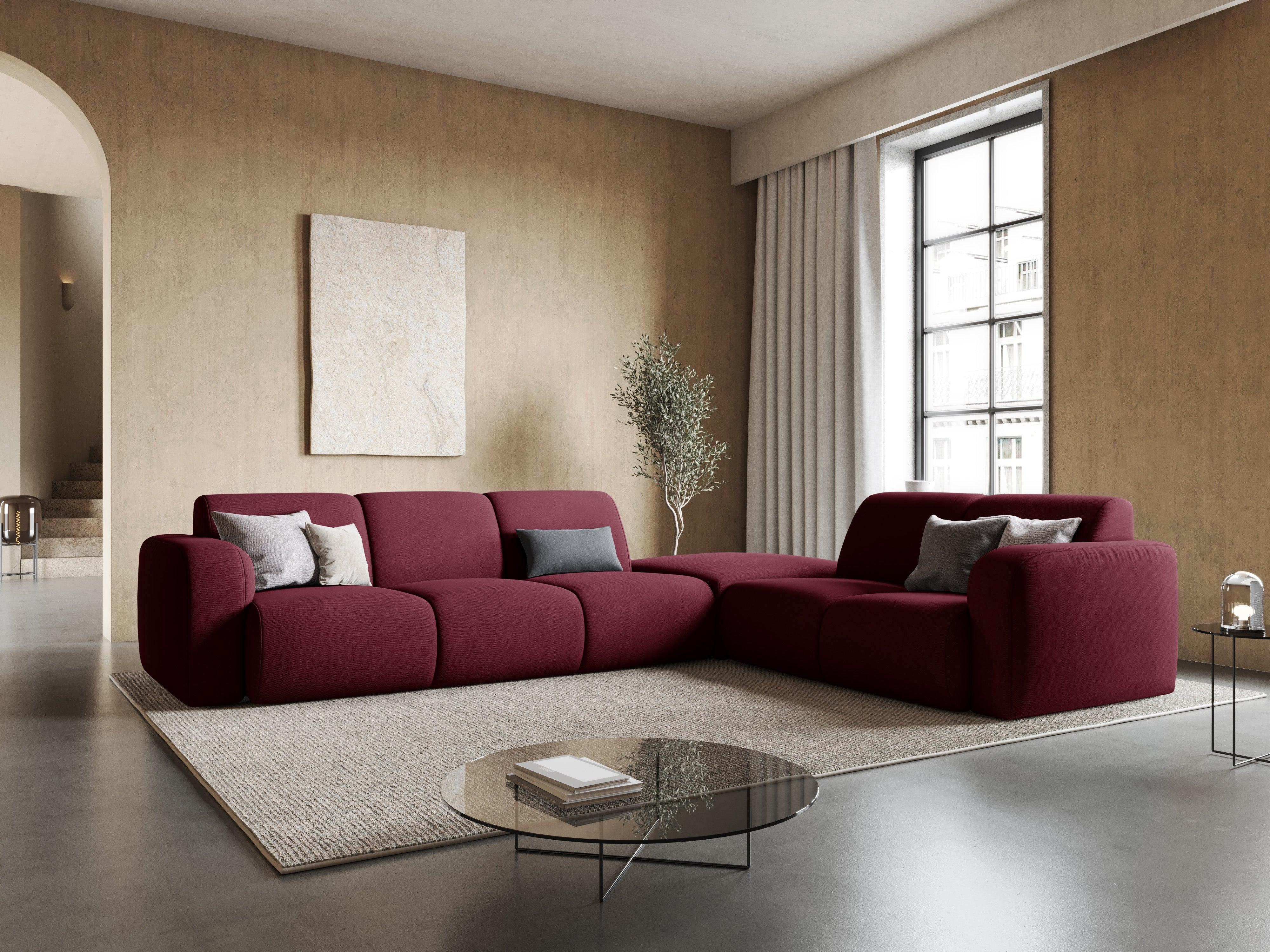 Narożnik prawostronny w tkaninie chenillowej 6-osobowy LOLA bordowy Windsor & Co Eye on Design