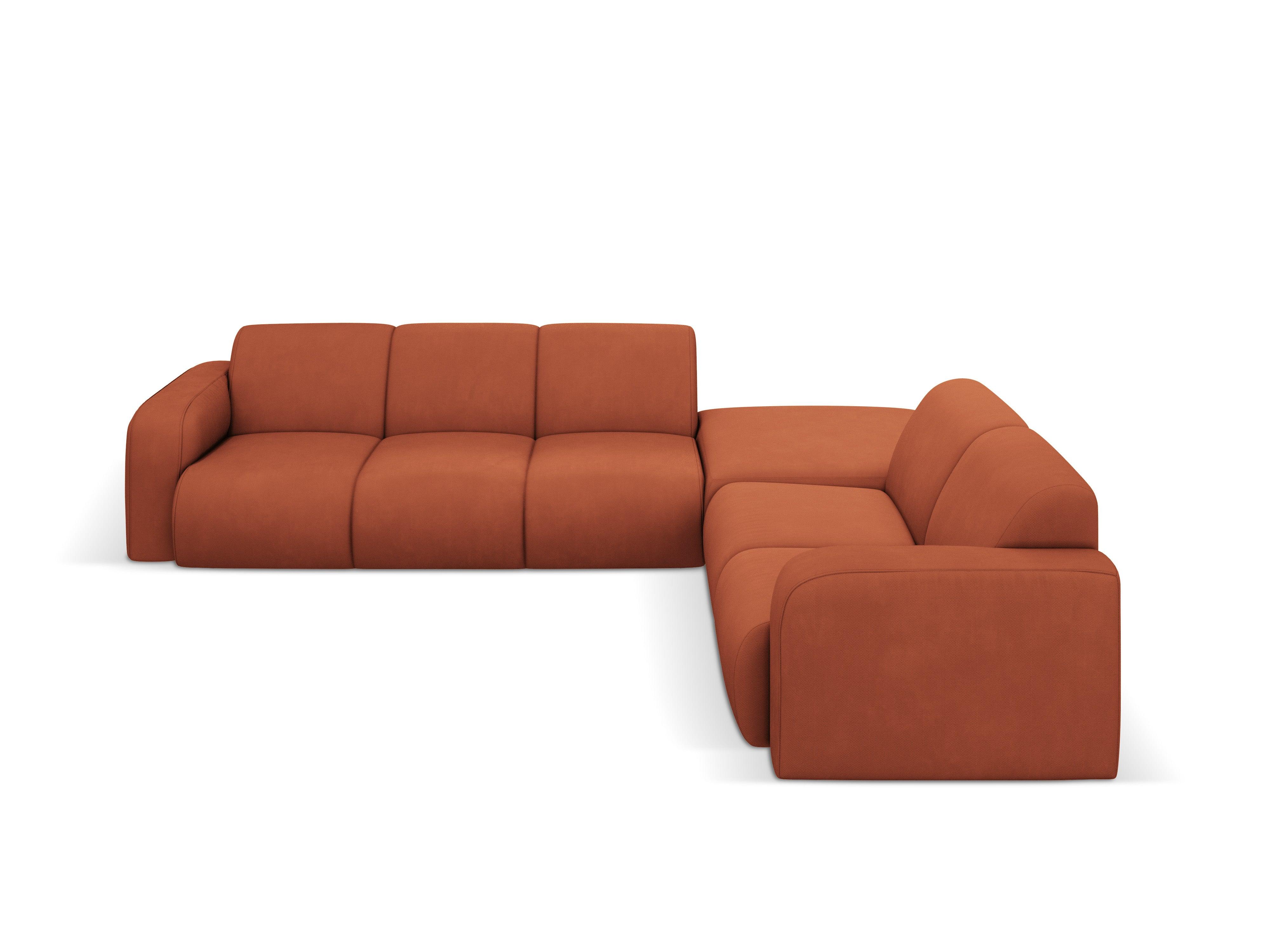 Narożnik prawostronny w tkaninie chenillowej 6-osobowy LOLA pomarańczowy Windsor & Co Eye on Design