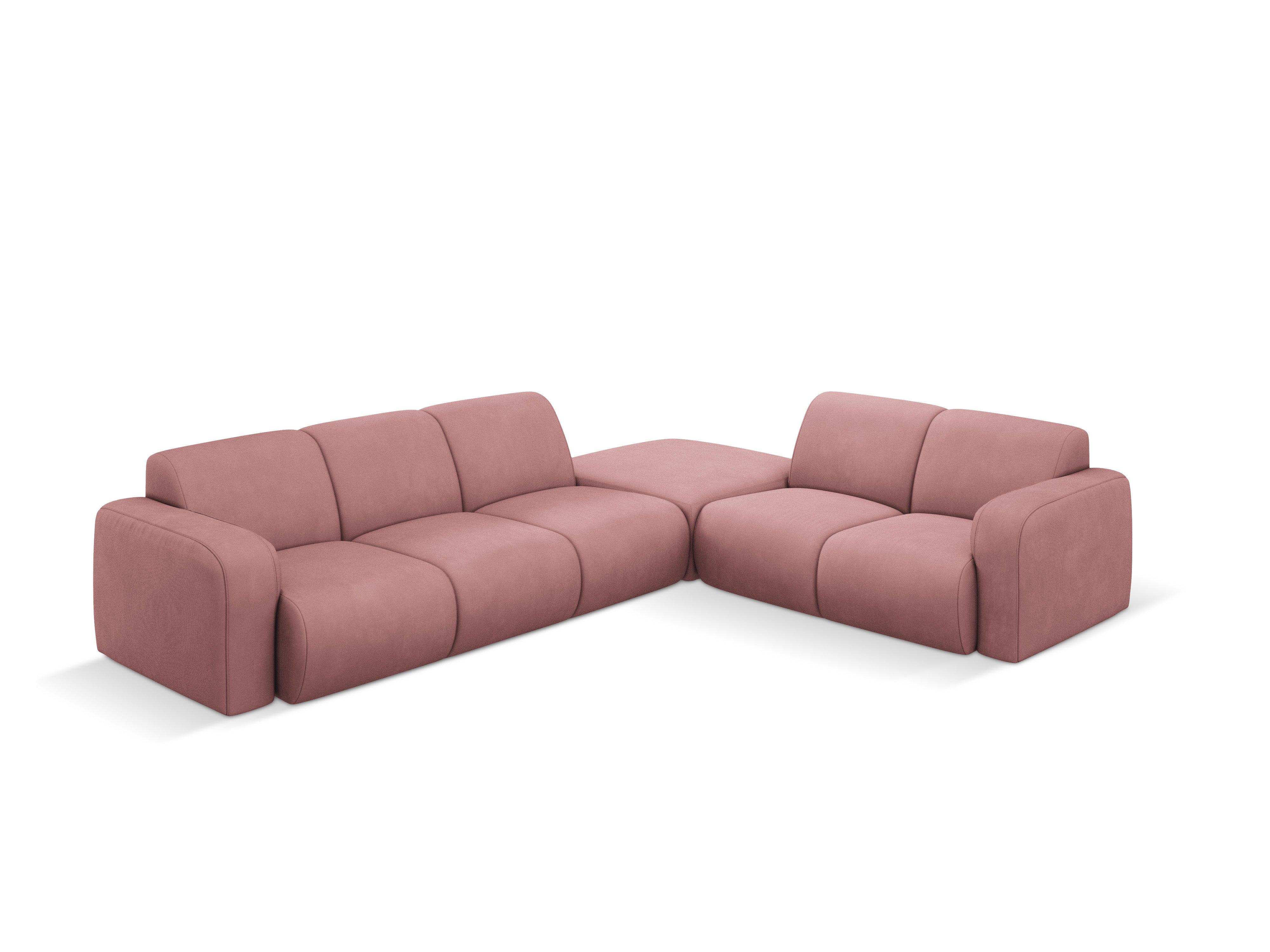 Narożnik prawostronny w tkaninie chenillowej 6-osobowy LOLA różowy Windsor & Co Eye on Design