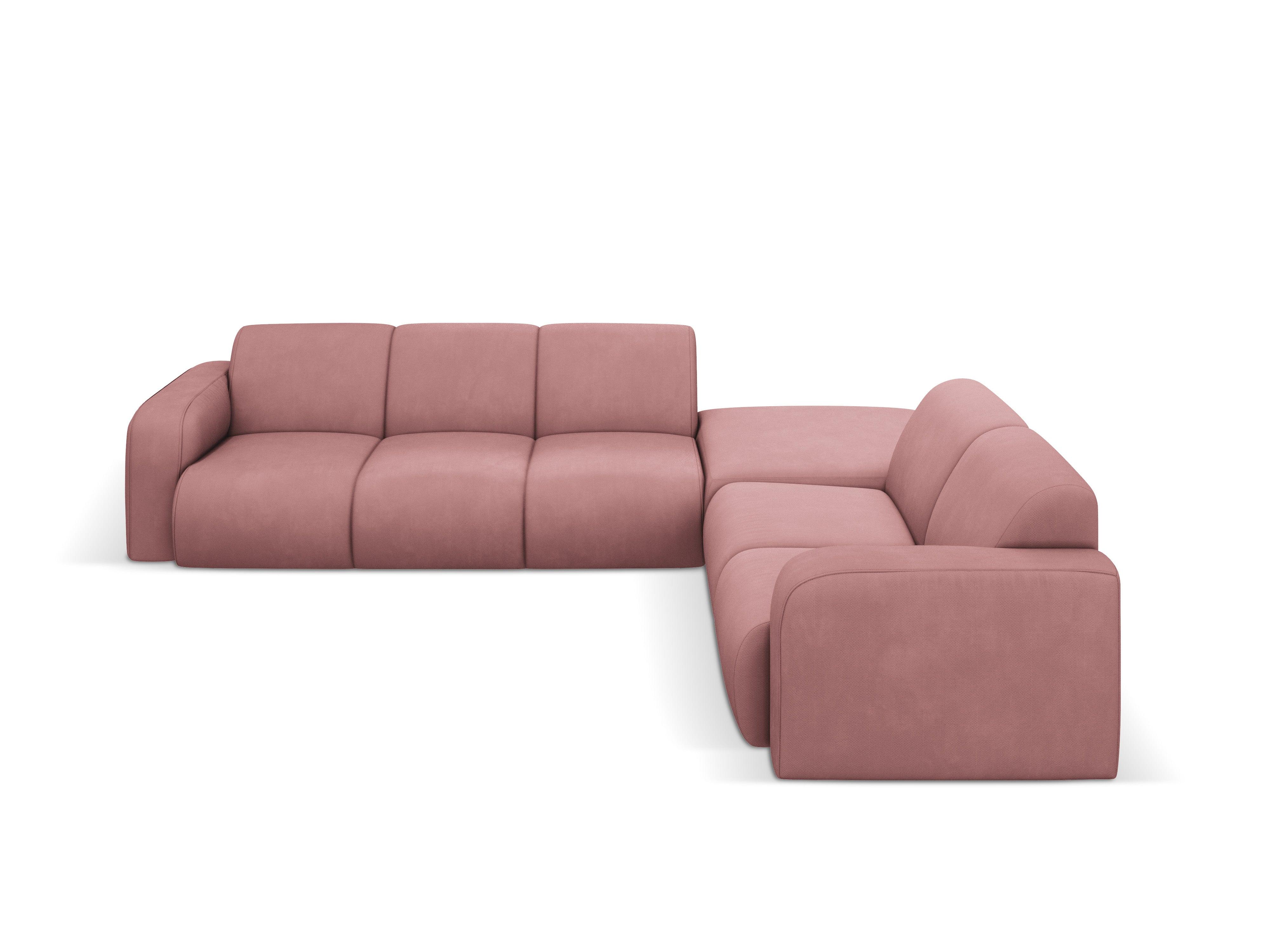 Narożnik prawostronny w tkaninie chenillowej 6-osobowy LOLA różowy Windsor & Co Eye on Design