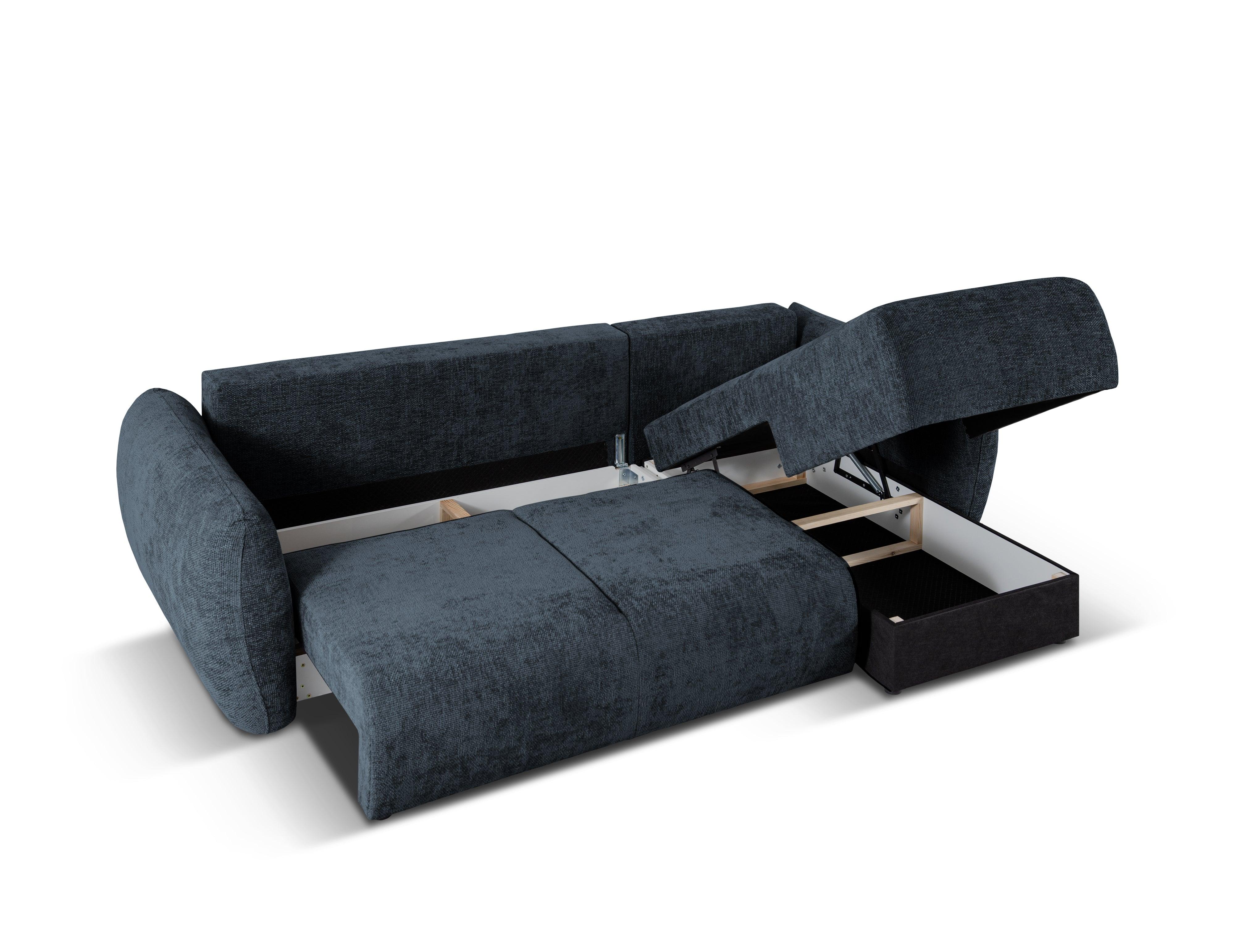 Narożnik prawostronny z funkcją spania MATERA granatowy szenil Cosmopolitan Design Eye on Design