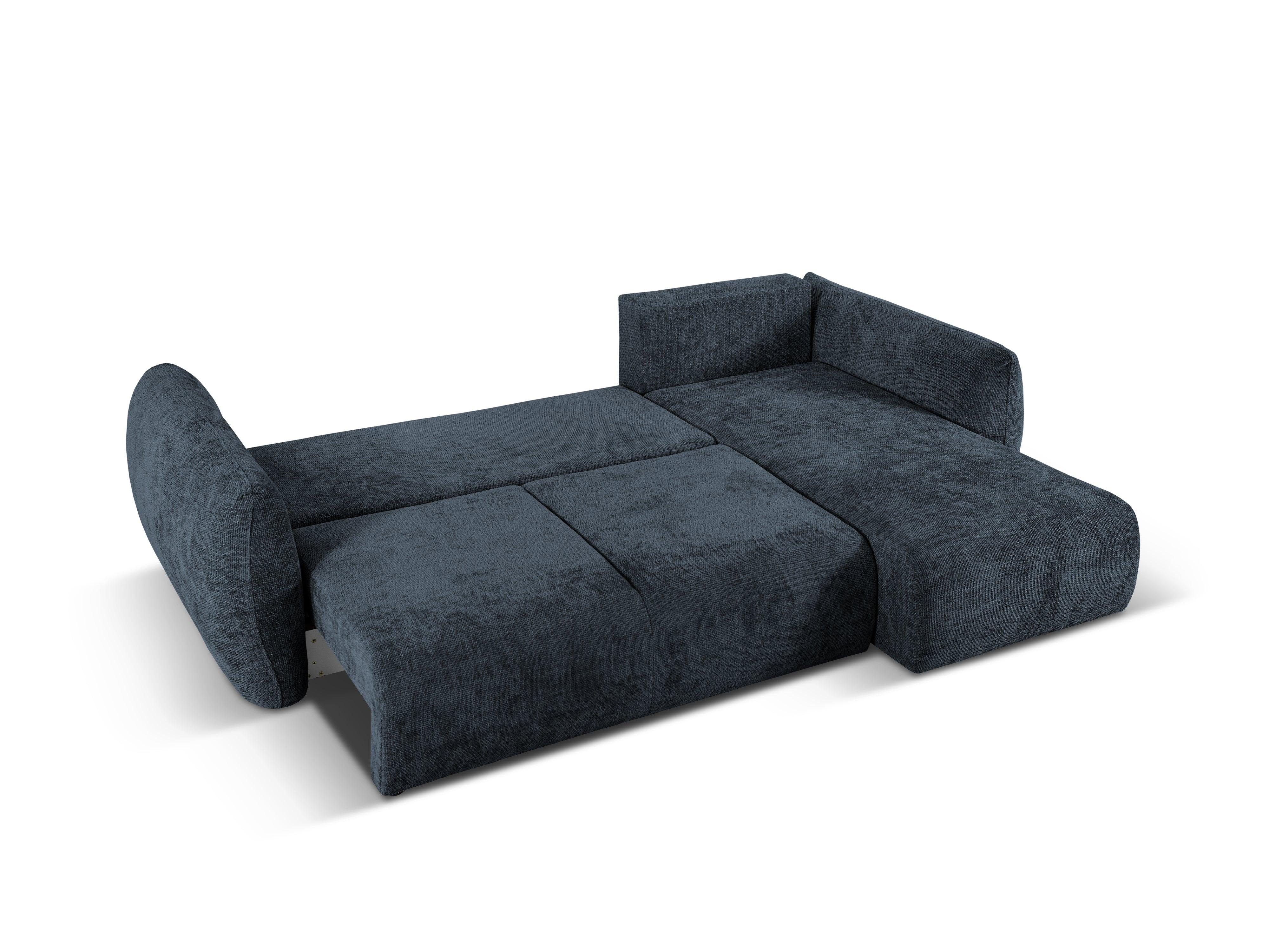 Narożnik prawostronny z funkcją spania MATERA granatowy szenil Cosmopolitan Design Eye on Design