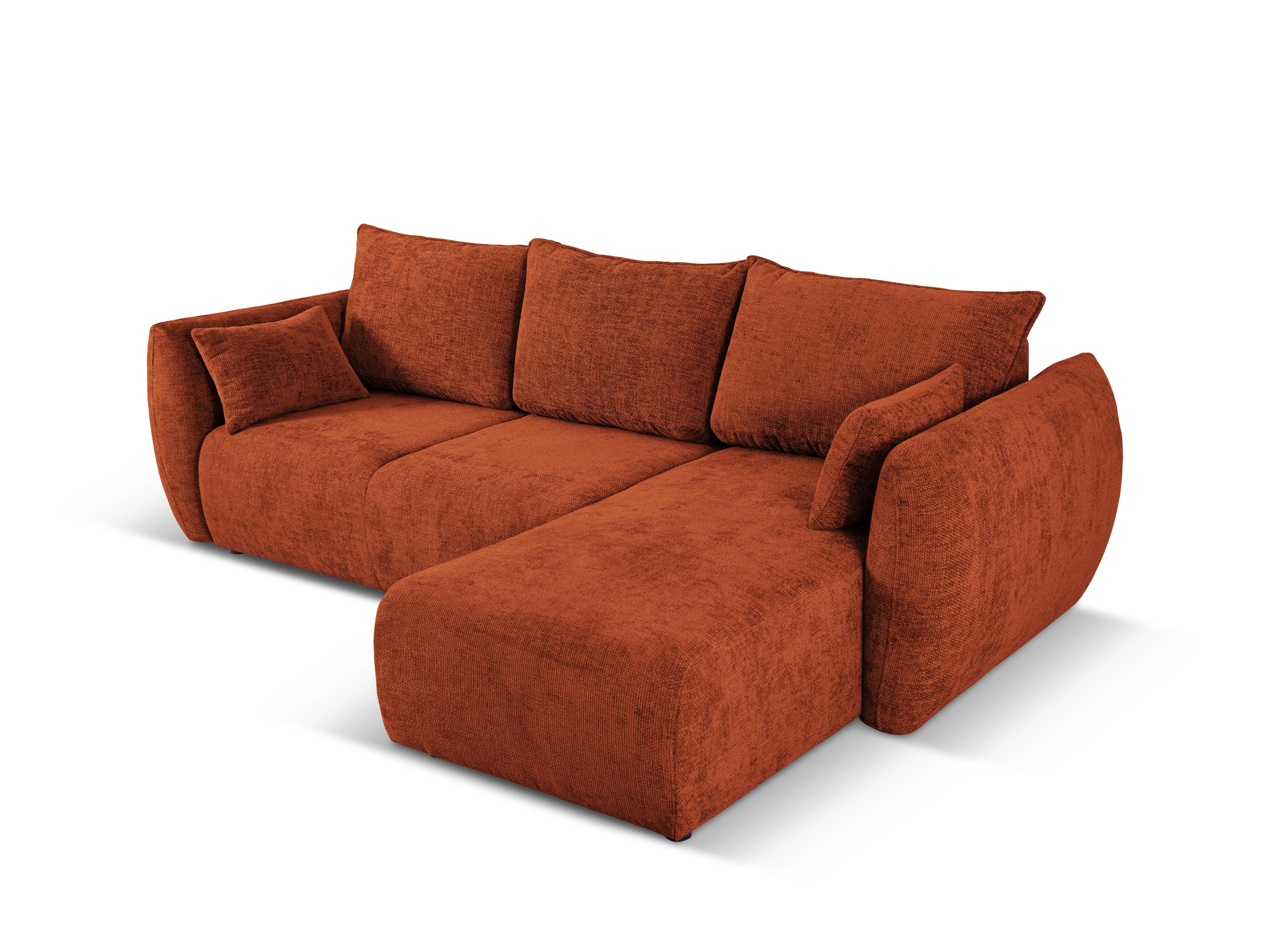 Narożnik prawostronny z funkcją spania MATERA terracotta szenil Cosmopolitan Design Eye on Design