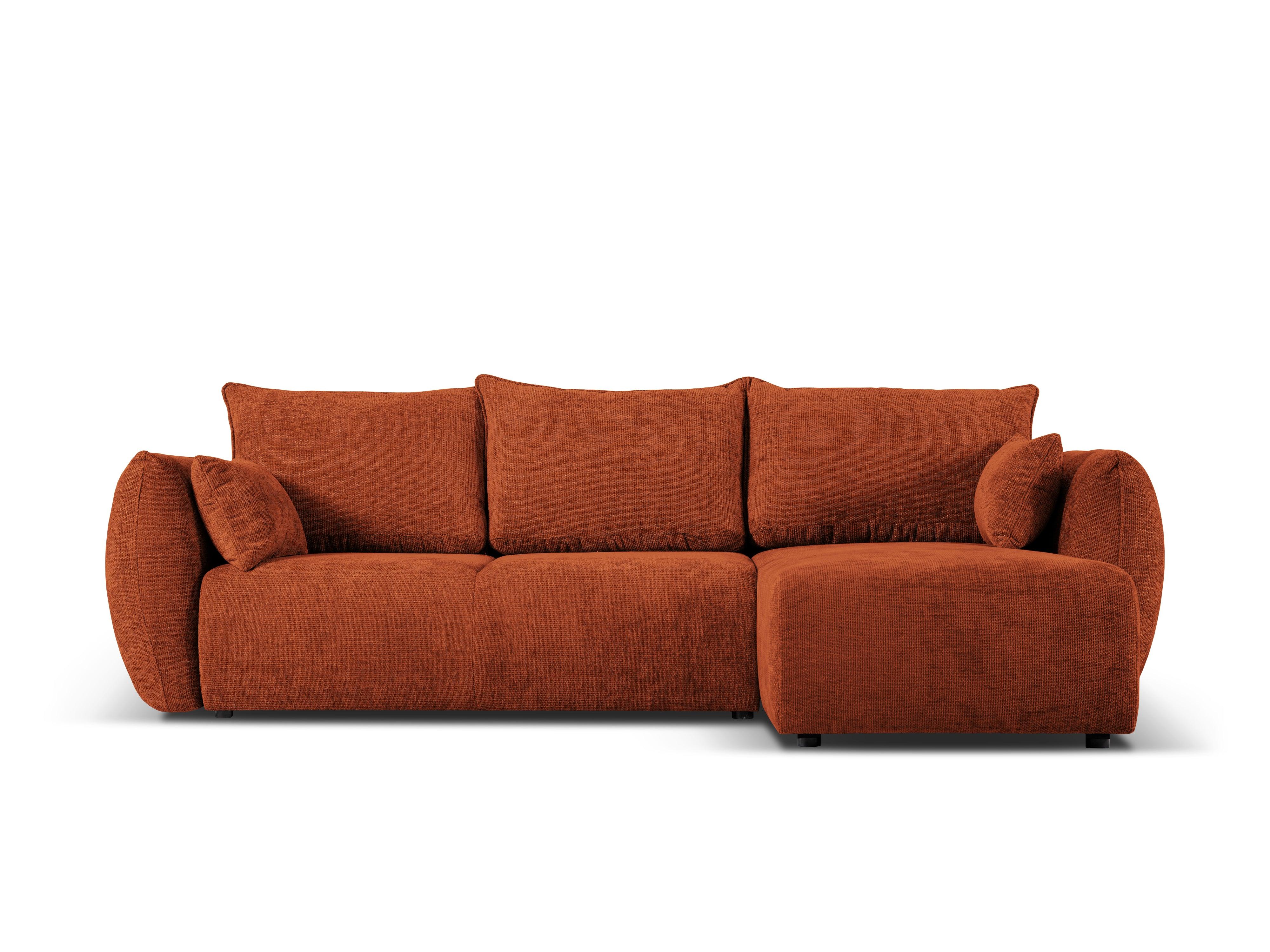 Narożnik prawostronny z funkcją spania MATERA terracotta szenil Cosmopolitan Design Eye on Design