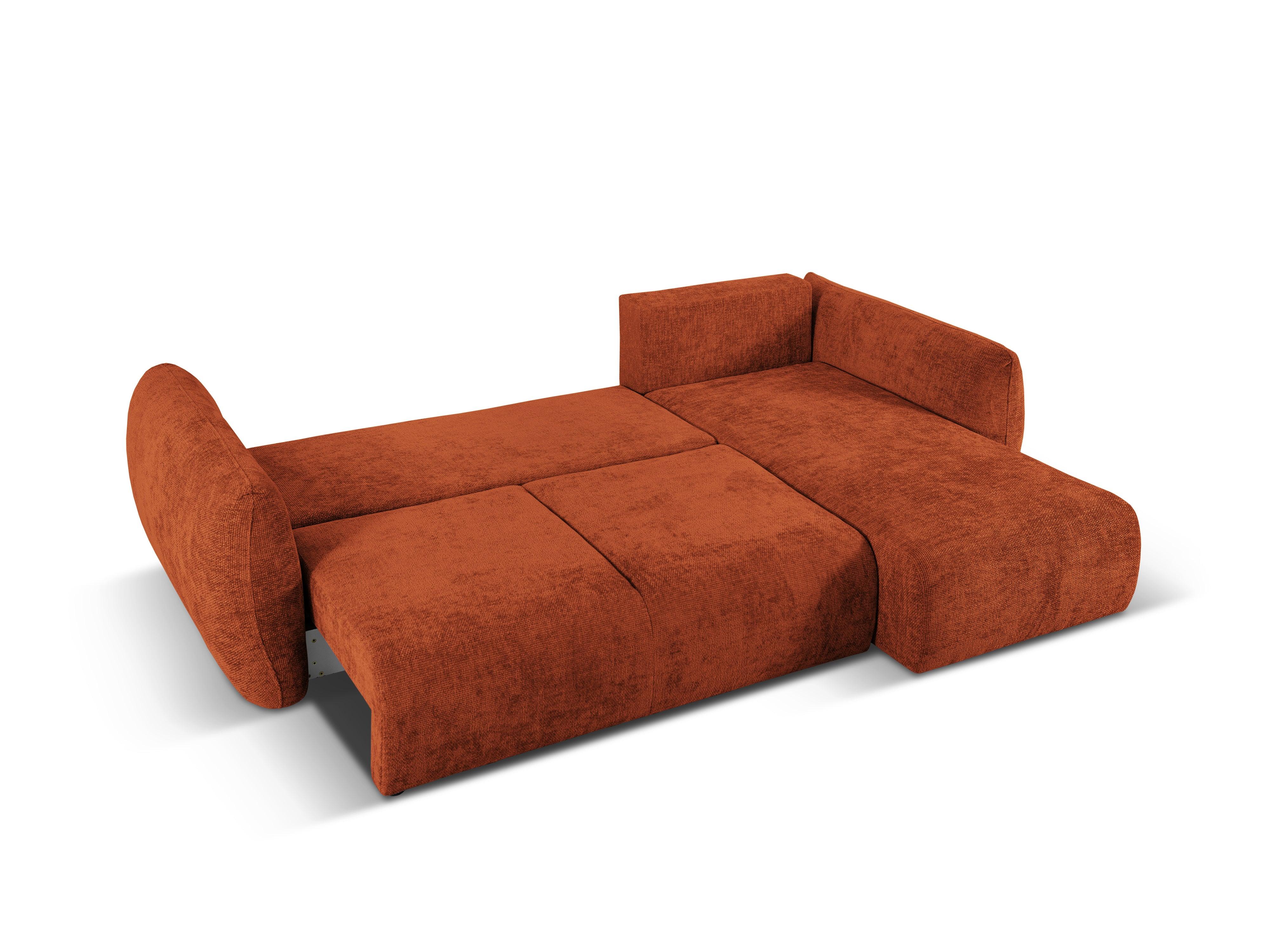 Narożnik prawostronny z funkcją spania MATERA terracotta szenil Cosmopolitan Design Eye on Design