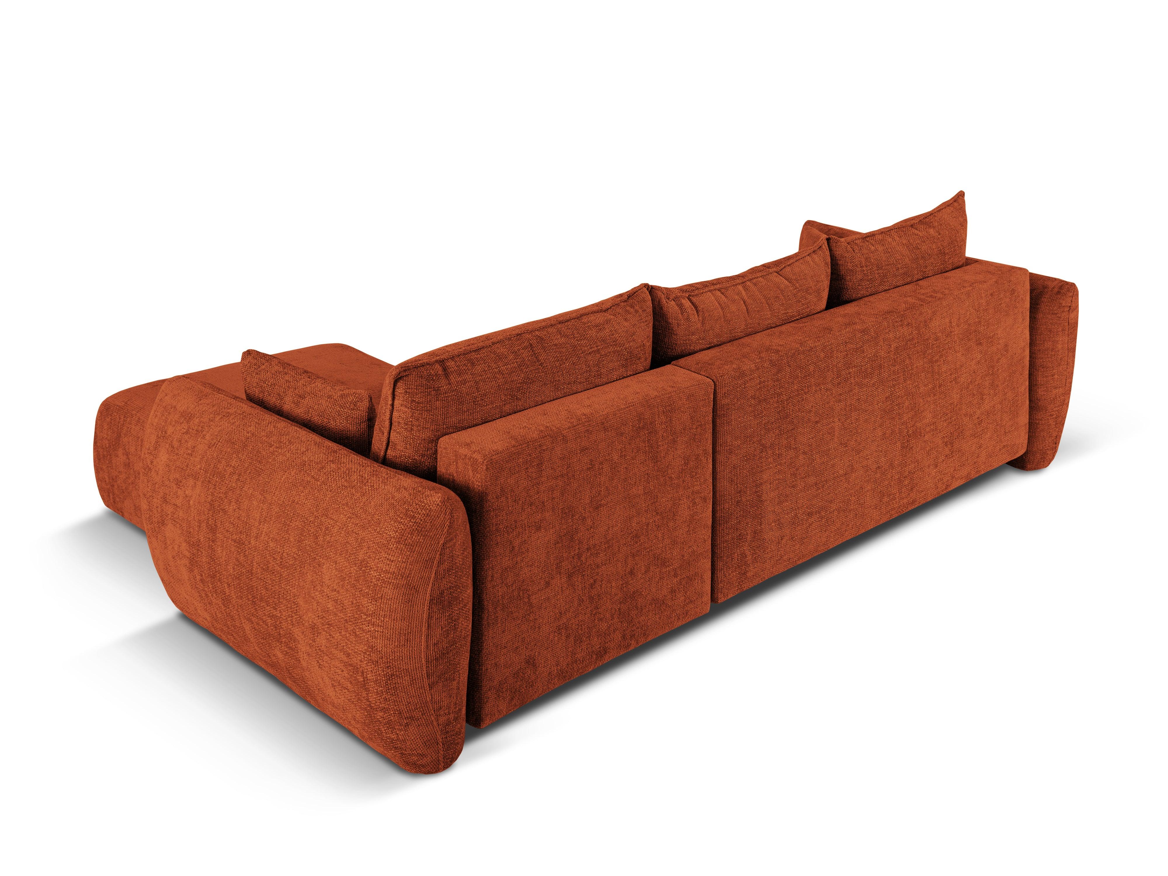 Narożnik prawostronny z funkcją spania MATERA terracotta szenil Cosmopolitan Design Eye on Design
