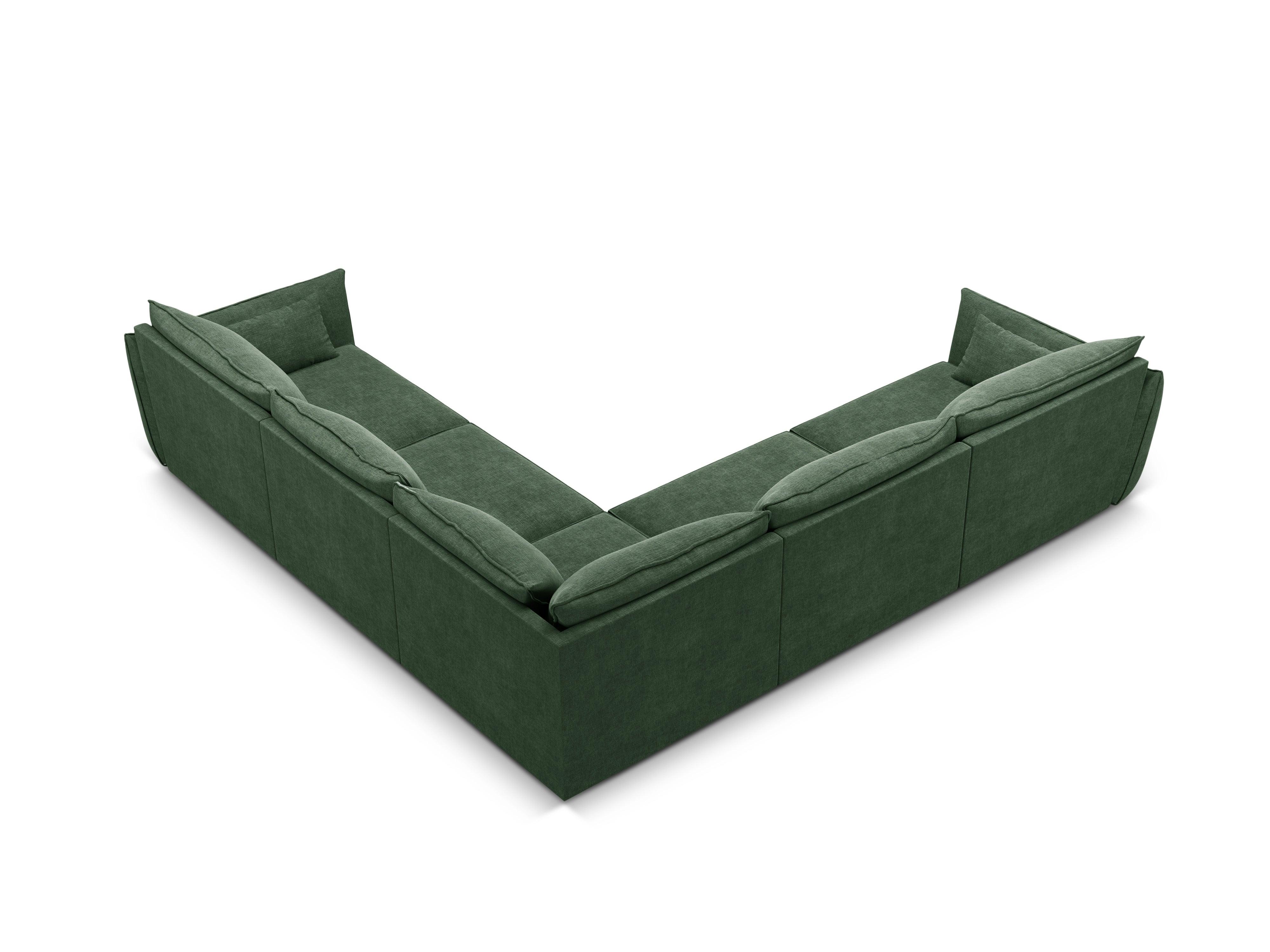 Narożnik symetryczny w tkaninie szenilowej VANDA butelkowa zieleń Mazzini Sofas Eye on Design