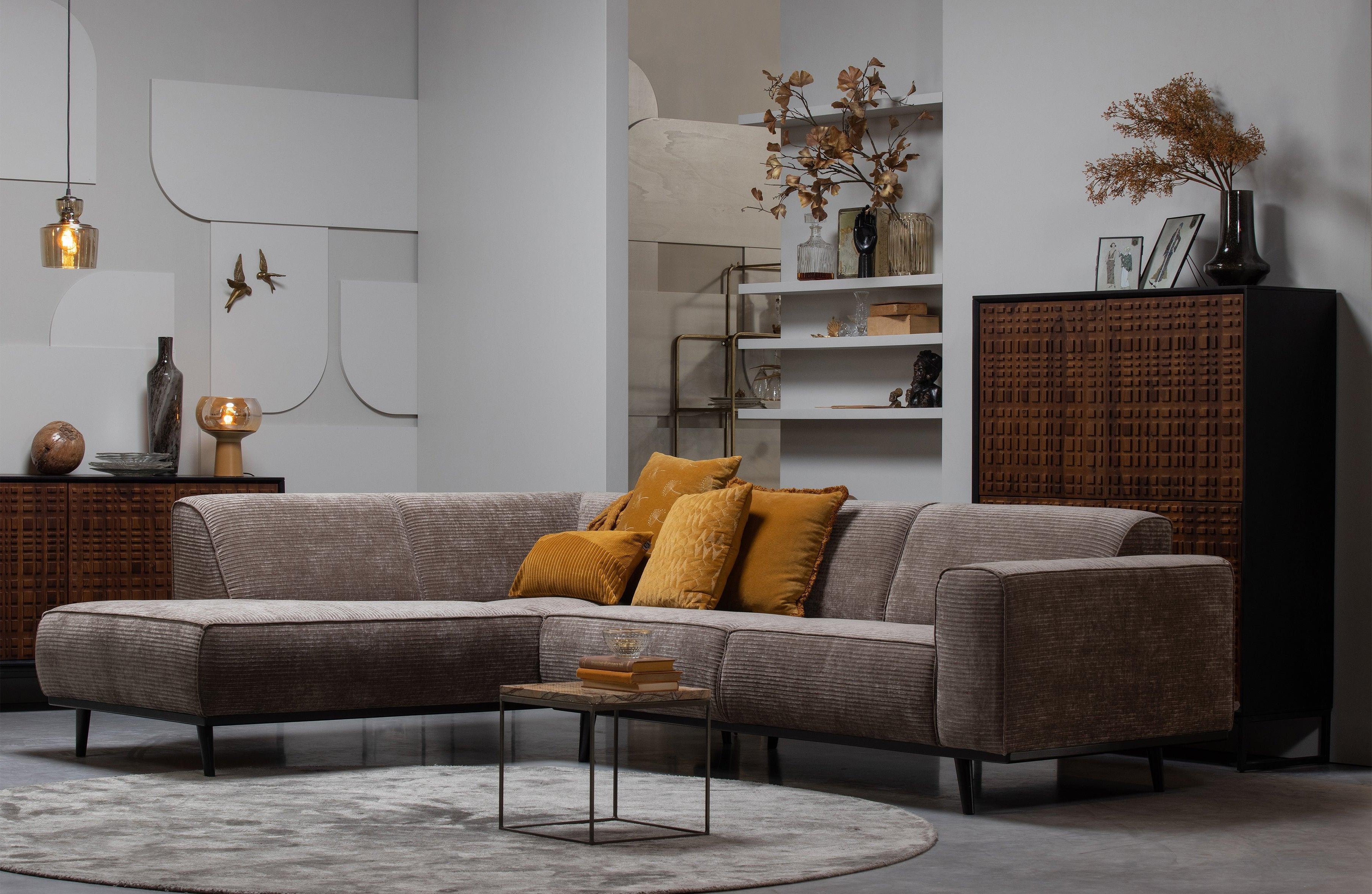 Beiger Chenille-Ecksofa STATEMENT links