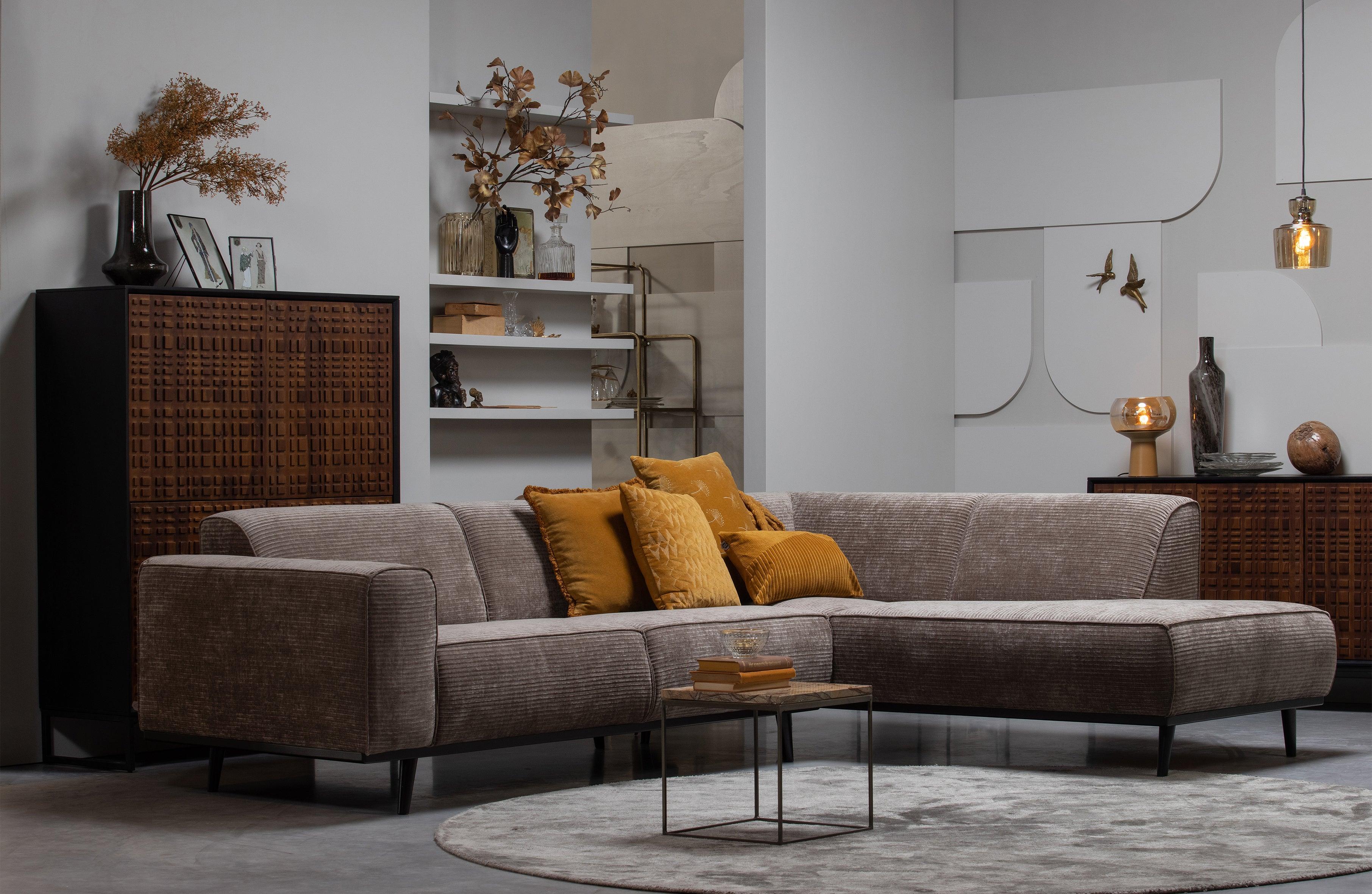 Right-facing Corner Sofa STATEMENT Peach Chenille