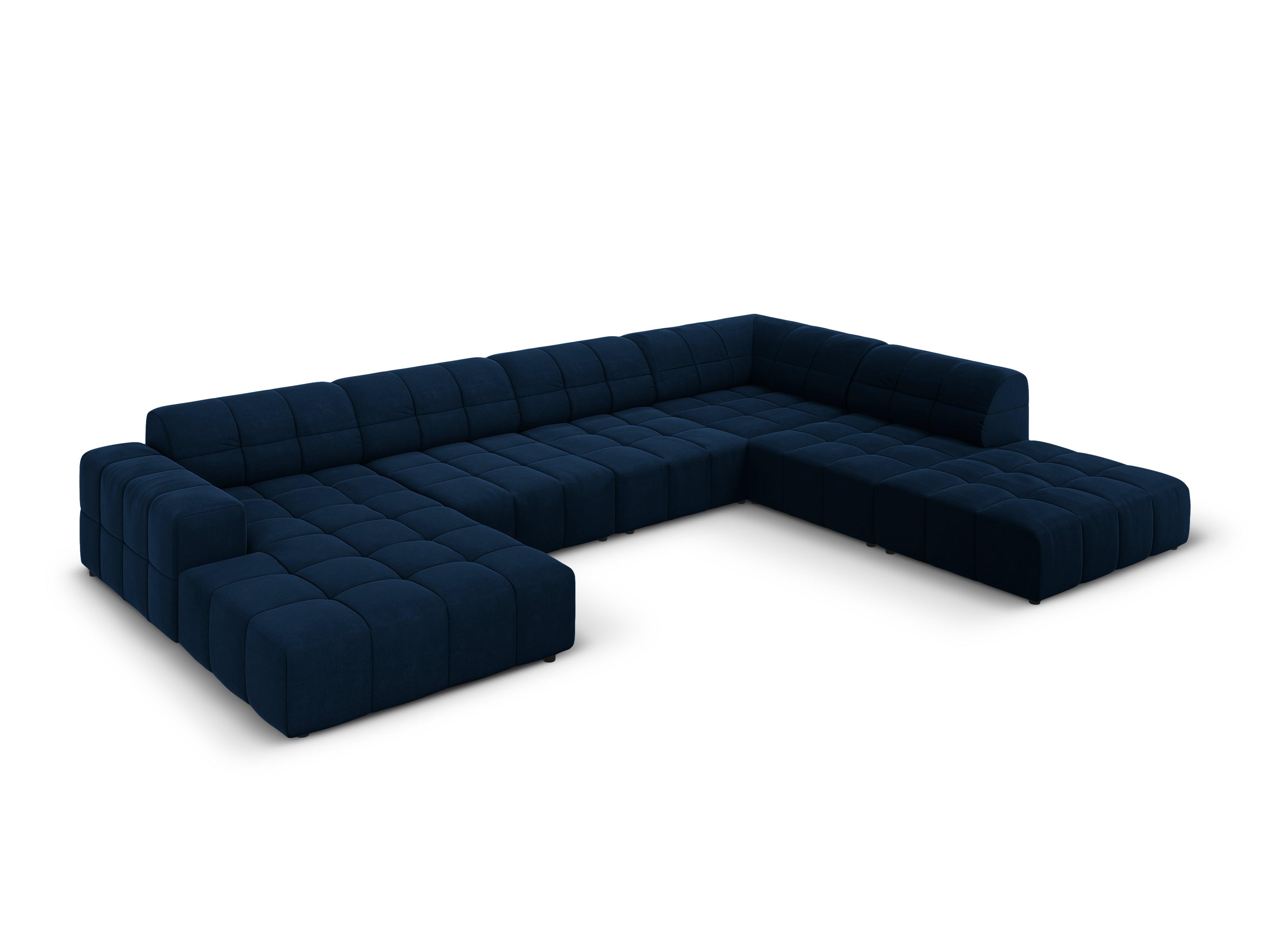 Narożnik w kształcie U aksamitny prawostronny CHICAGO granat królewski Cosmopolitan Design Eye on Design