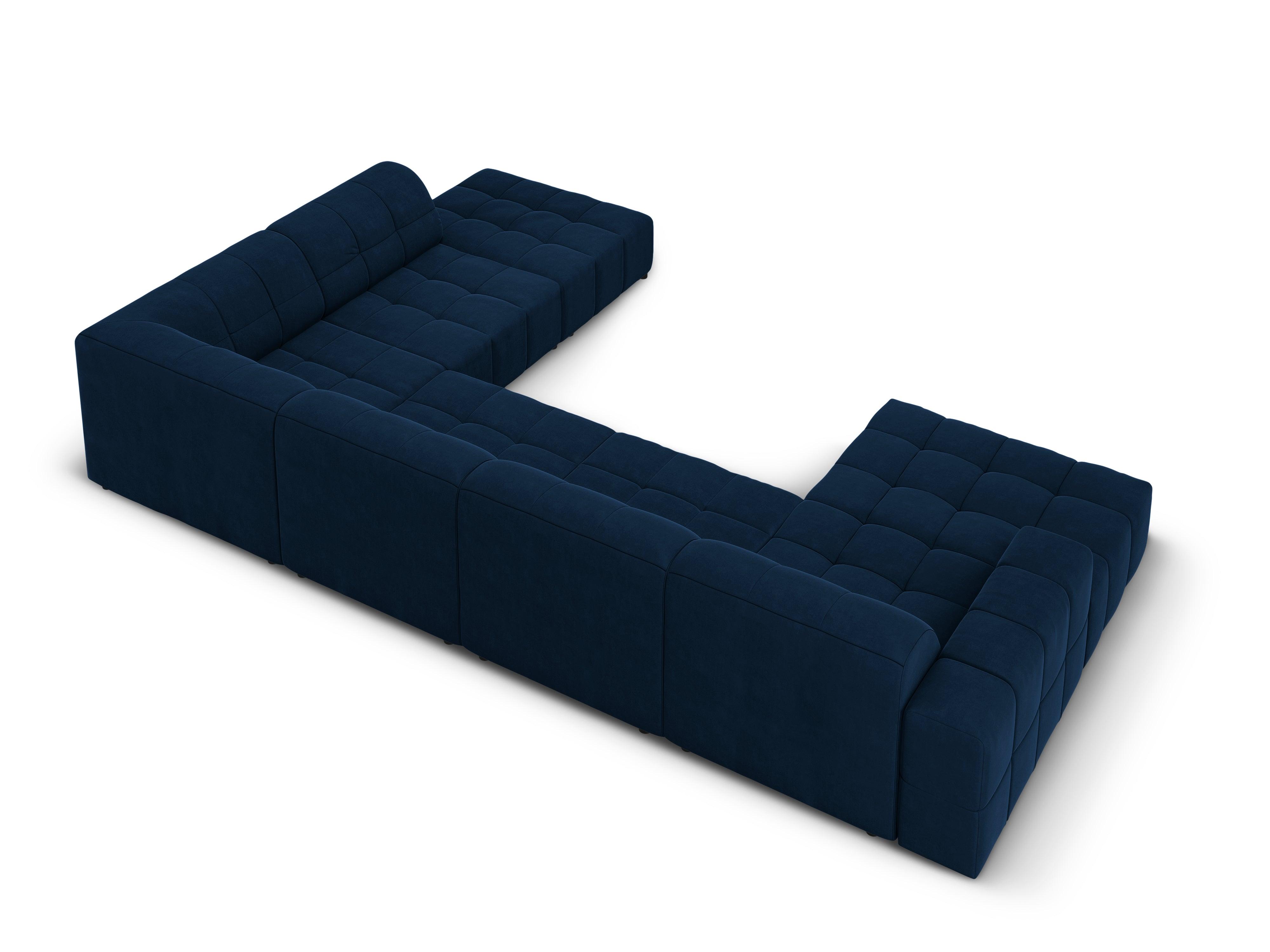 Narożnik w kształcie U aksamitny prawostronny CHICAGO granat królewski Cosmopolitan Design Eye on Design